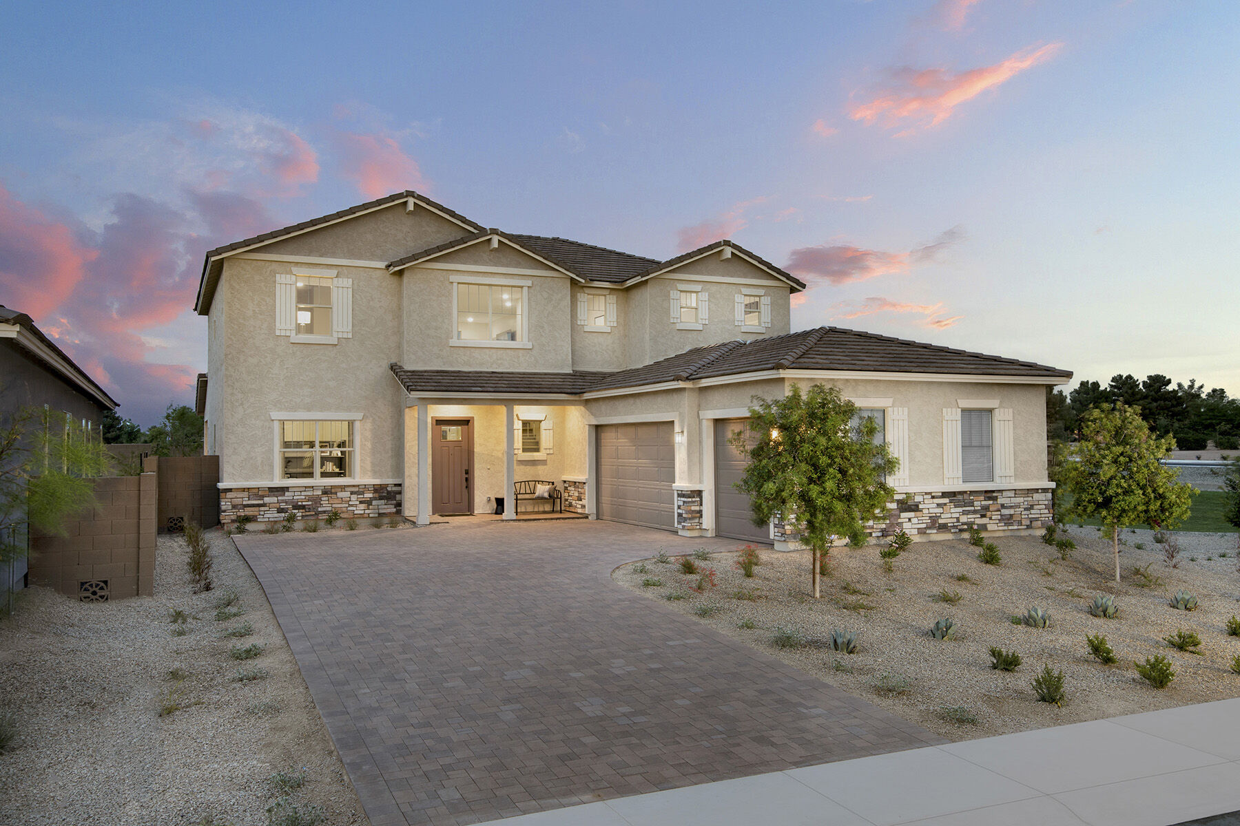 Elevation Front with garage, window and door