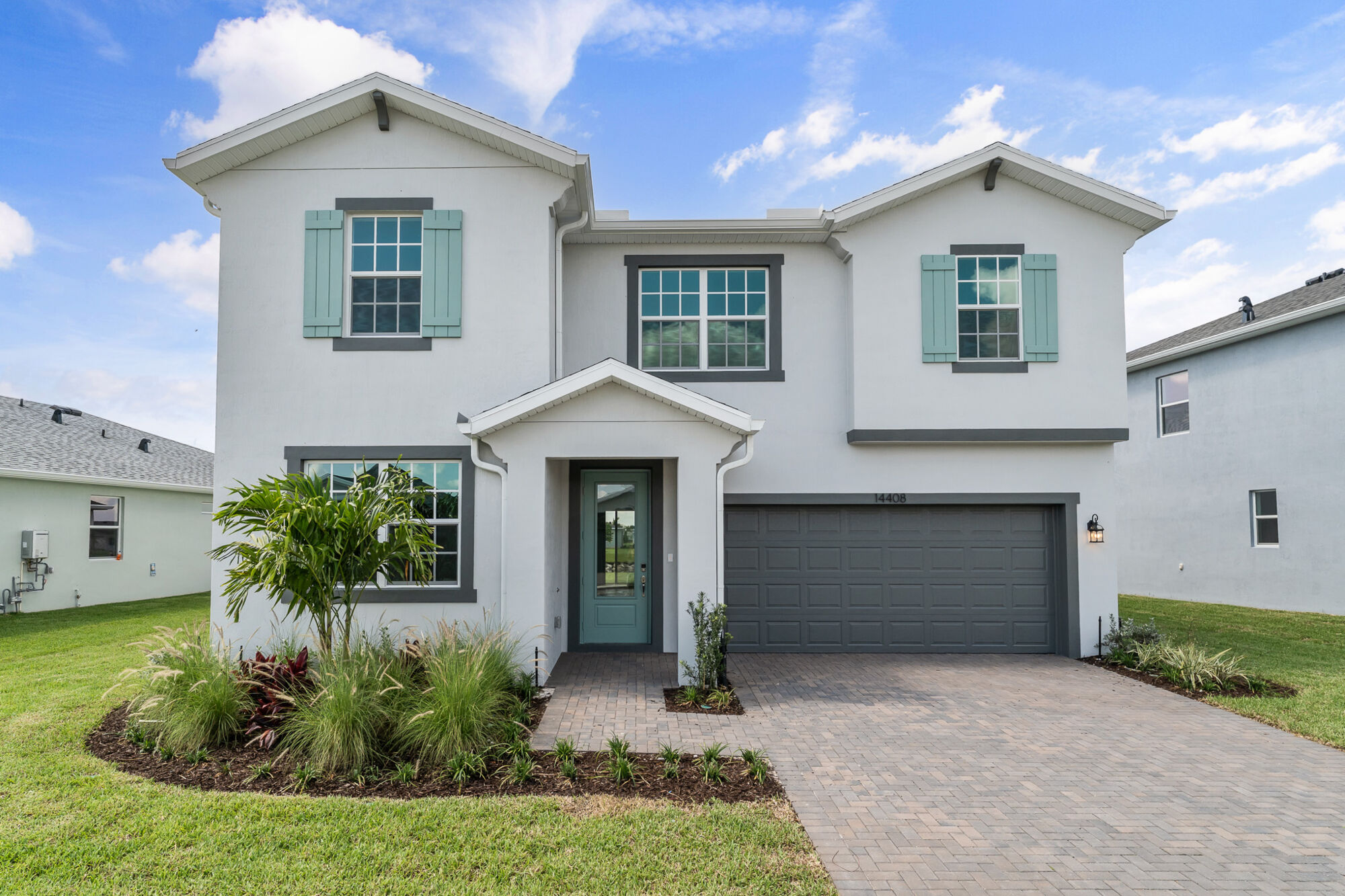  Elevation Front with window, garage and door