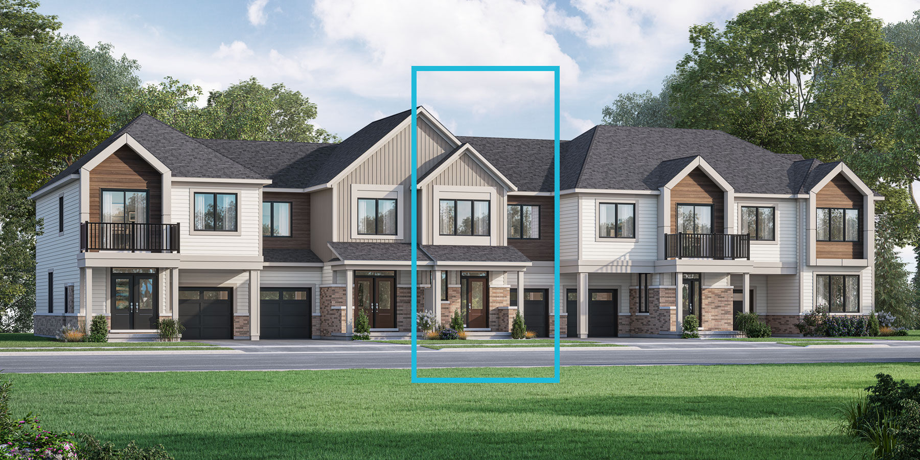  Town Homes with garage, door and window