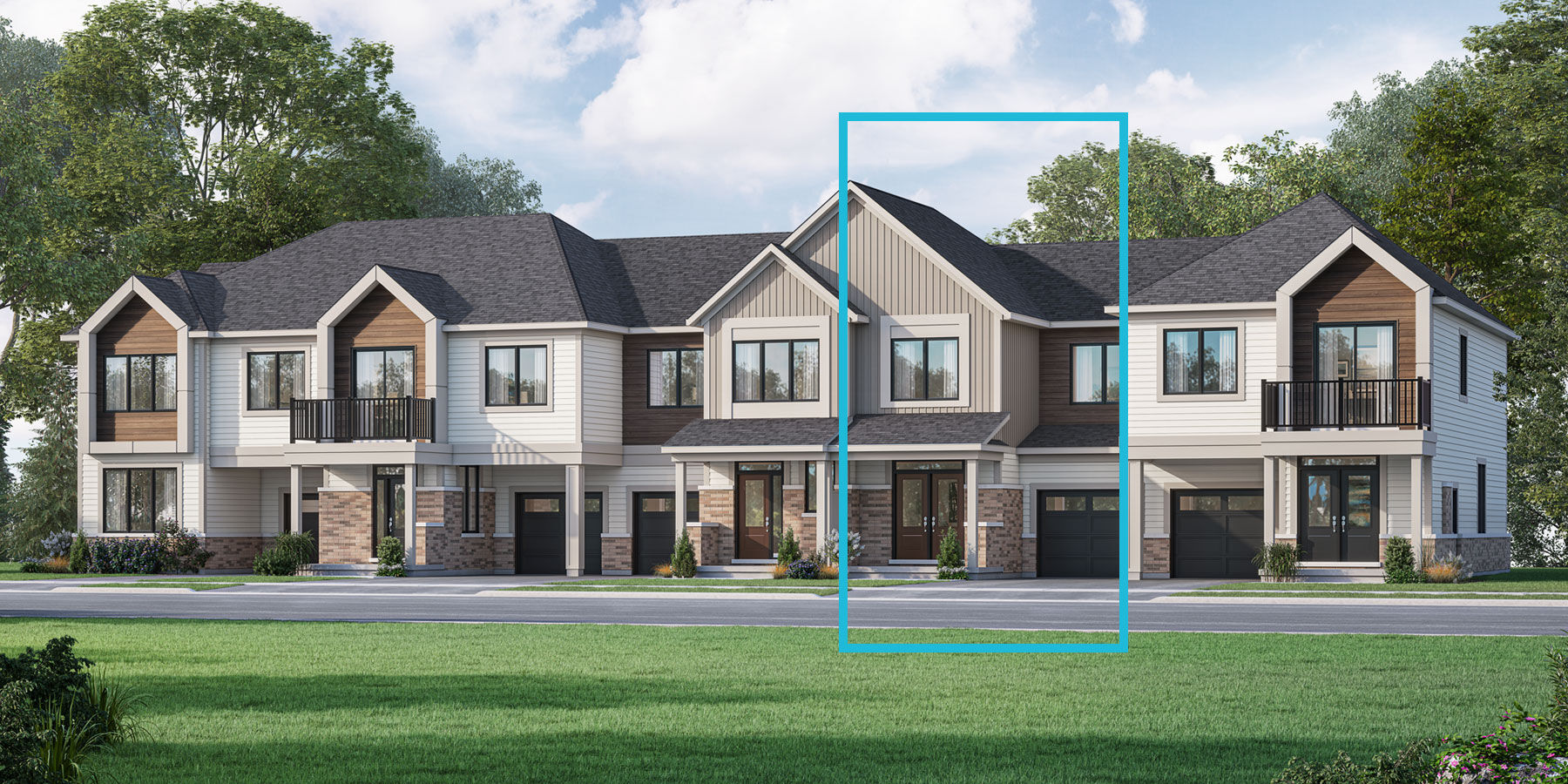  Town Homes with garage, window, door, exterior stone and exterior clapboard