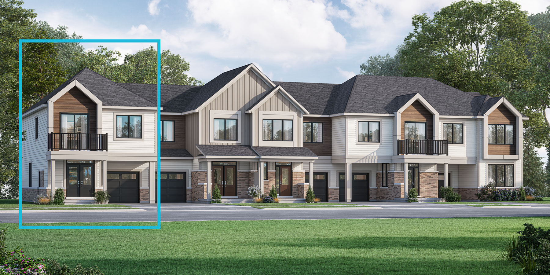  Town Homes with garage, door and window