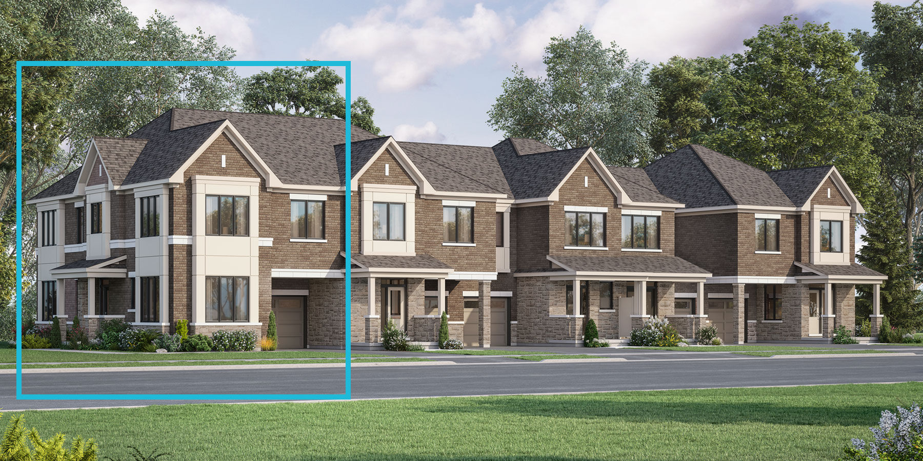  Town Homes with window and garage