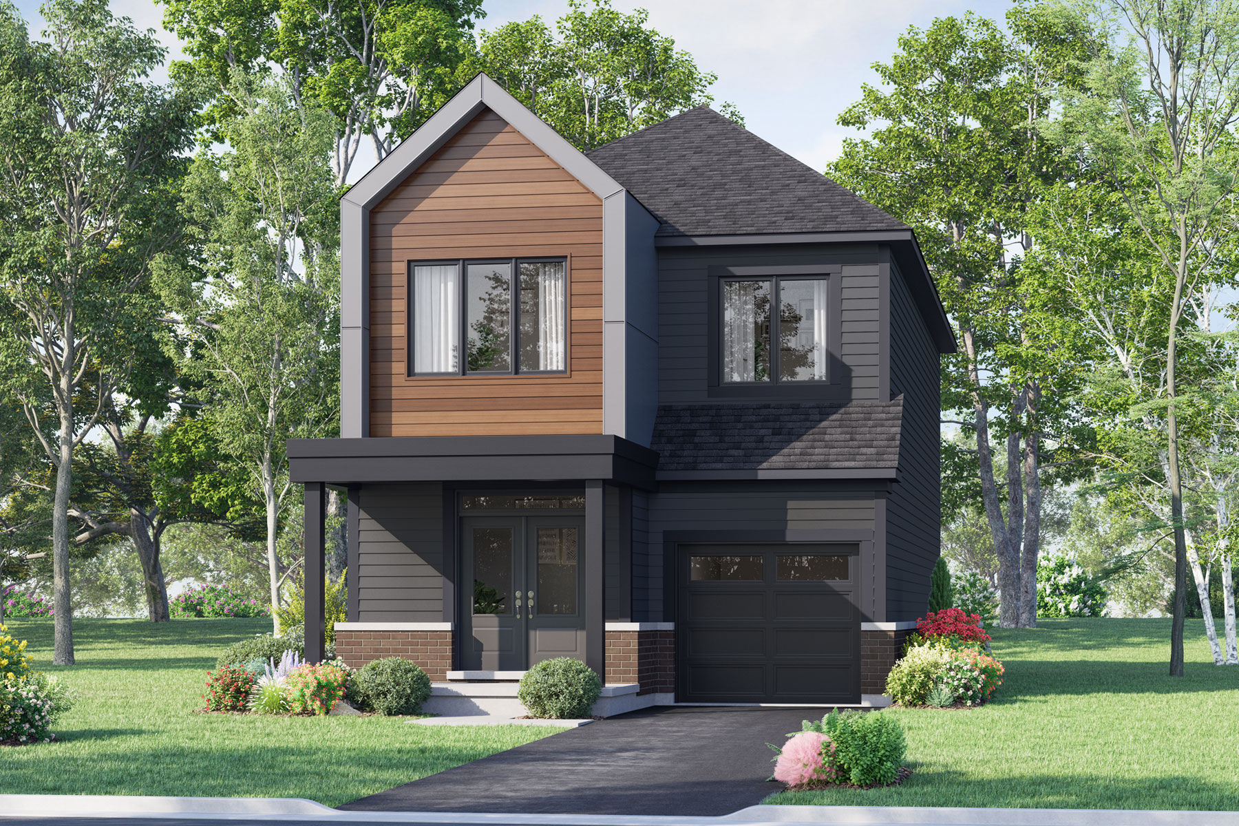  Elevation Front with garage, door and window