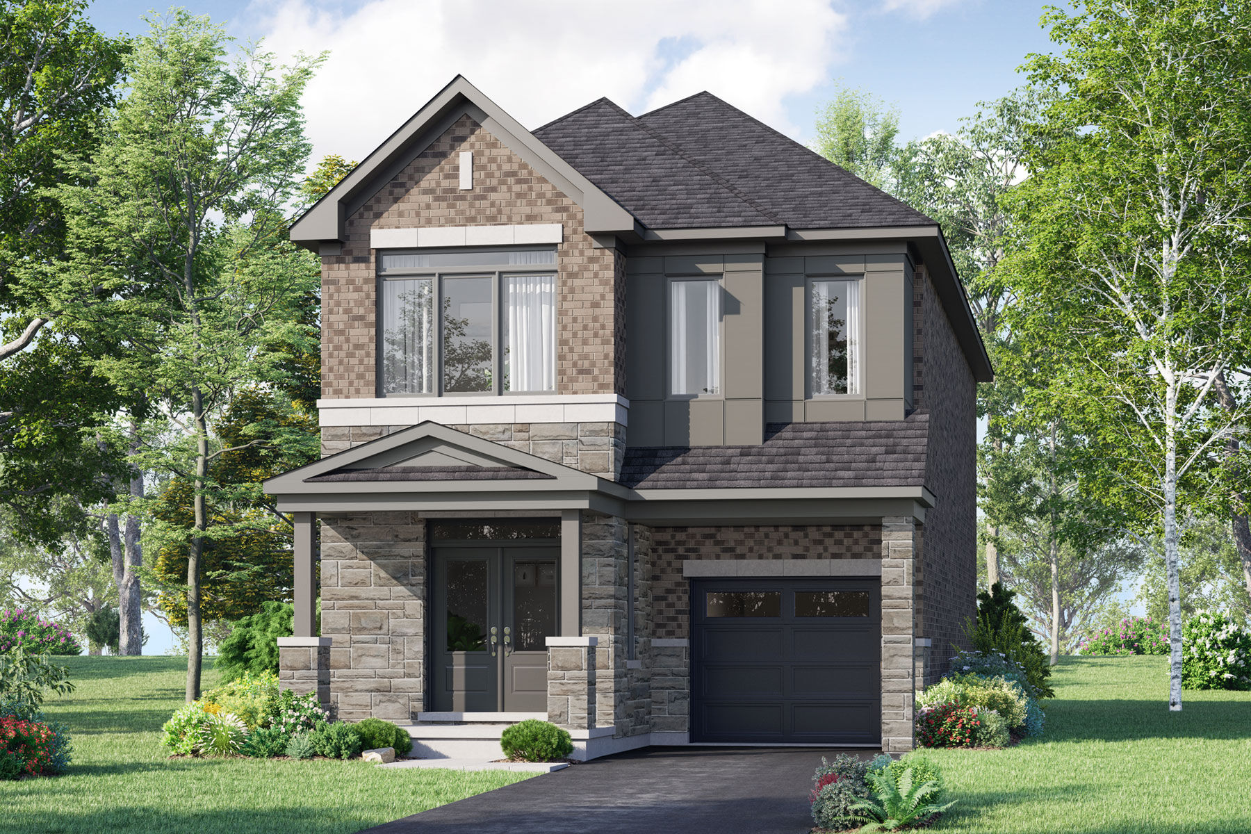  Elevation Front with garage, door and window