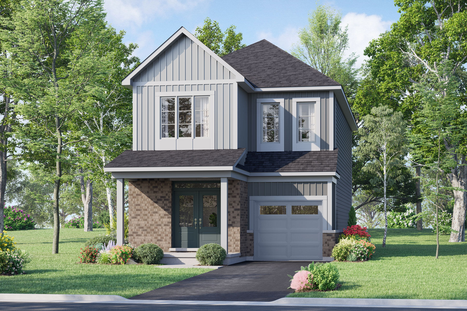  Elevation Front with garage, window and door