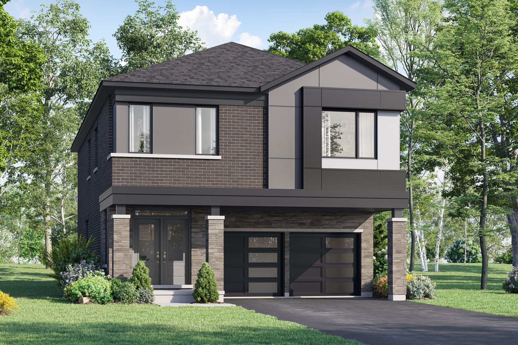  Elevation Front with garage, window and door