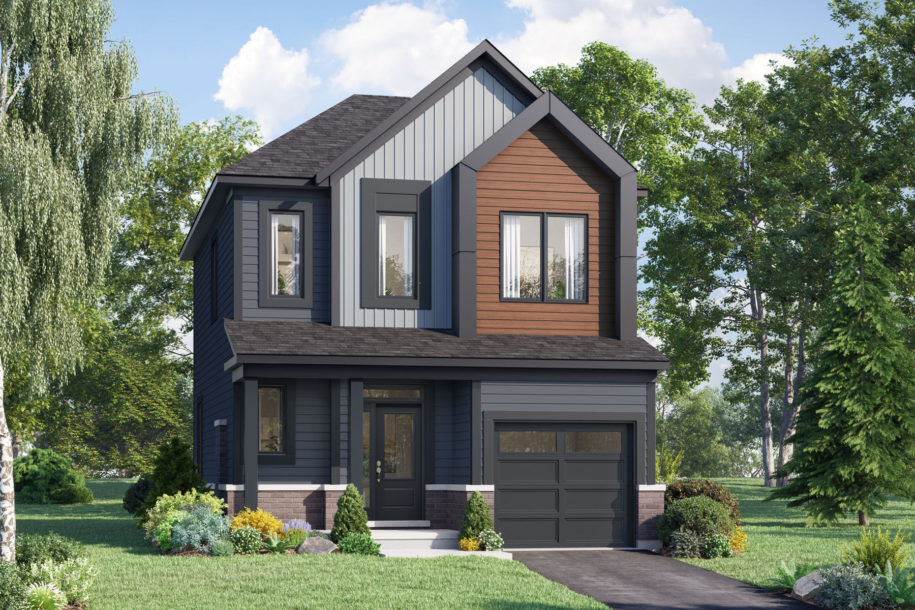  Elevation Front with garage, window and door