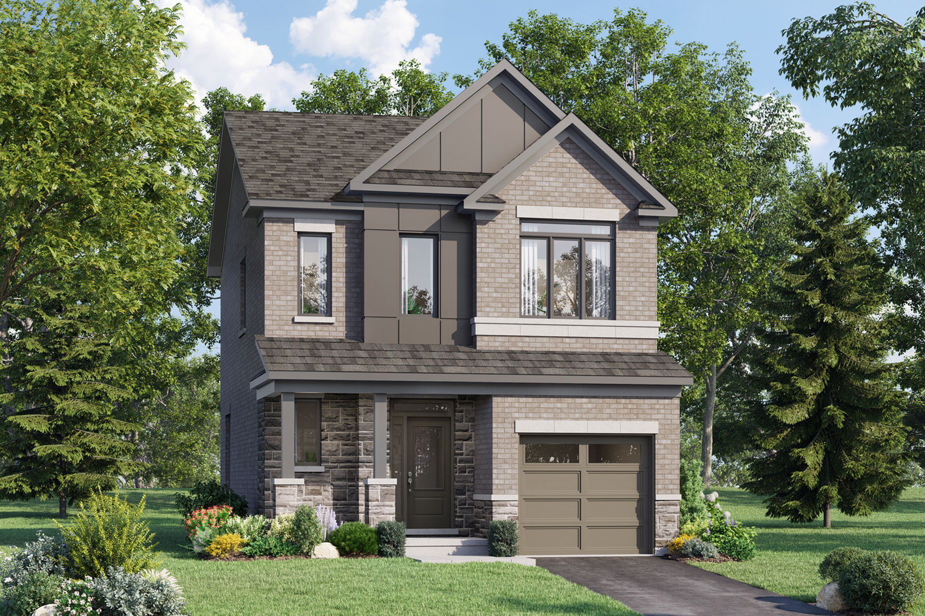  Elevation Front with garage, door and window