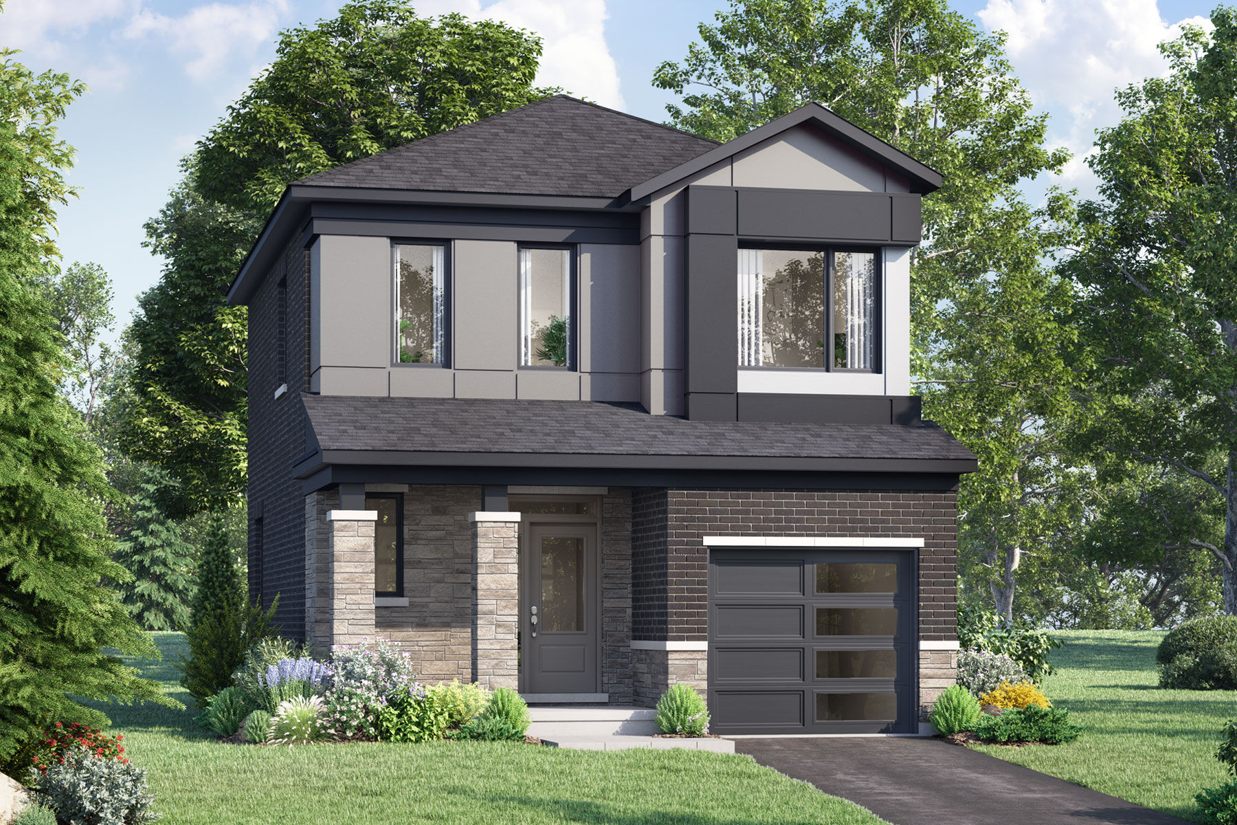  Elevation Front with garage, door and window