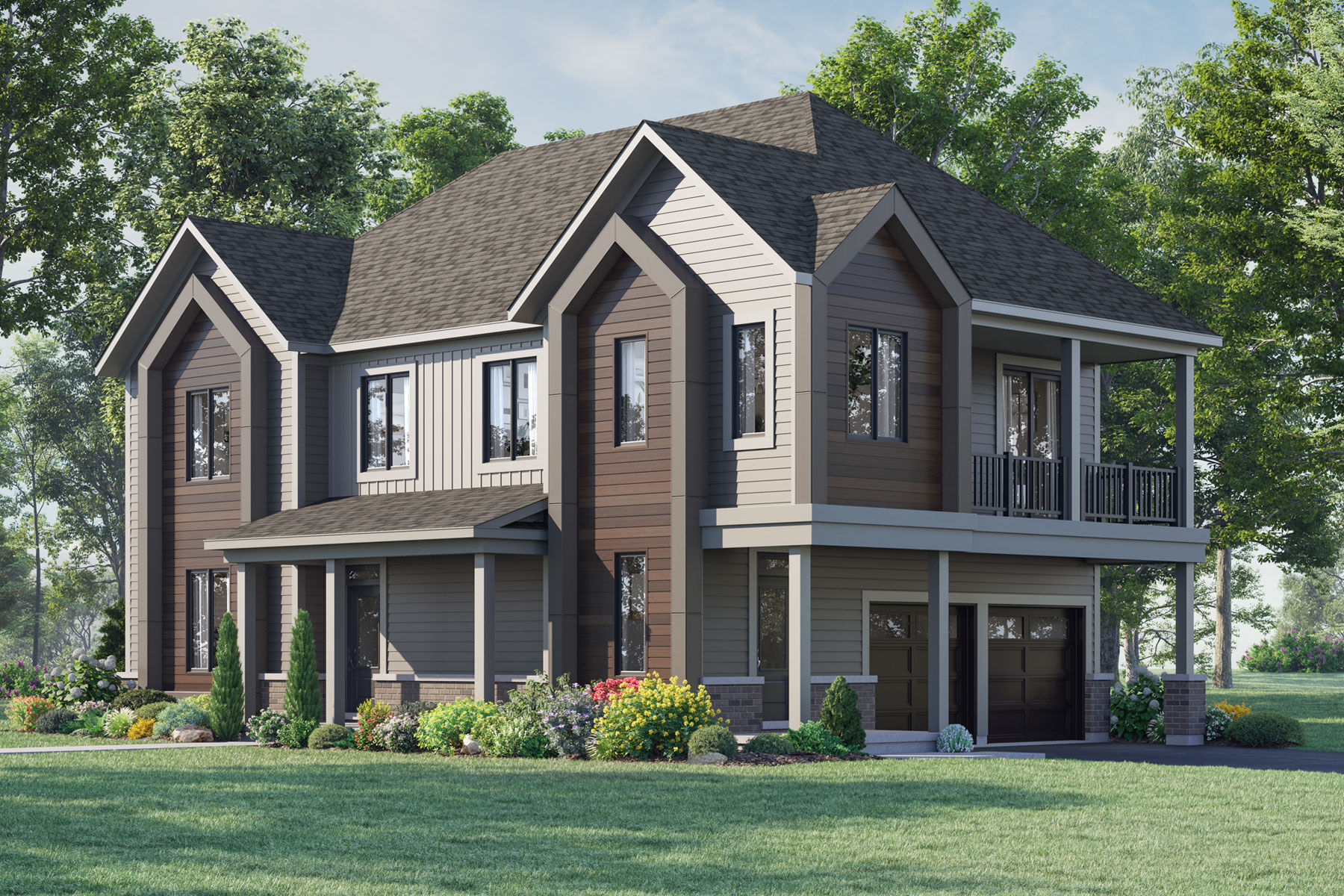  Town Homes with window, garage and door