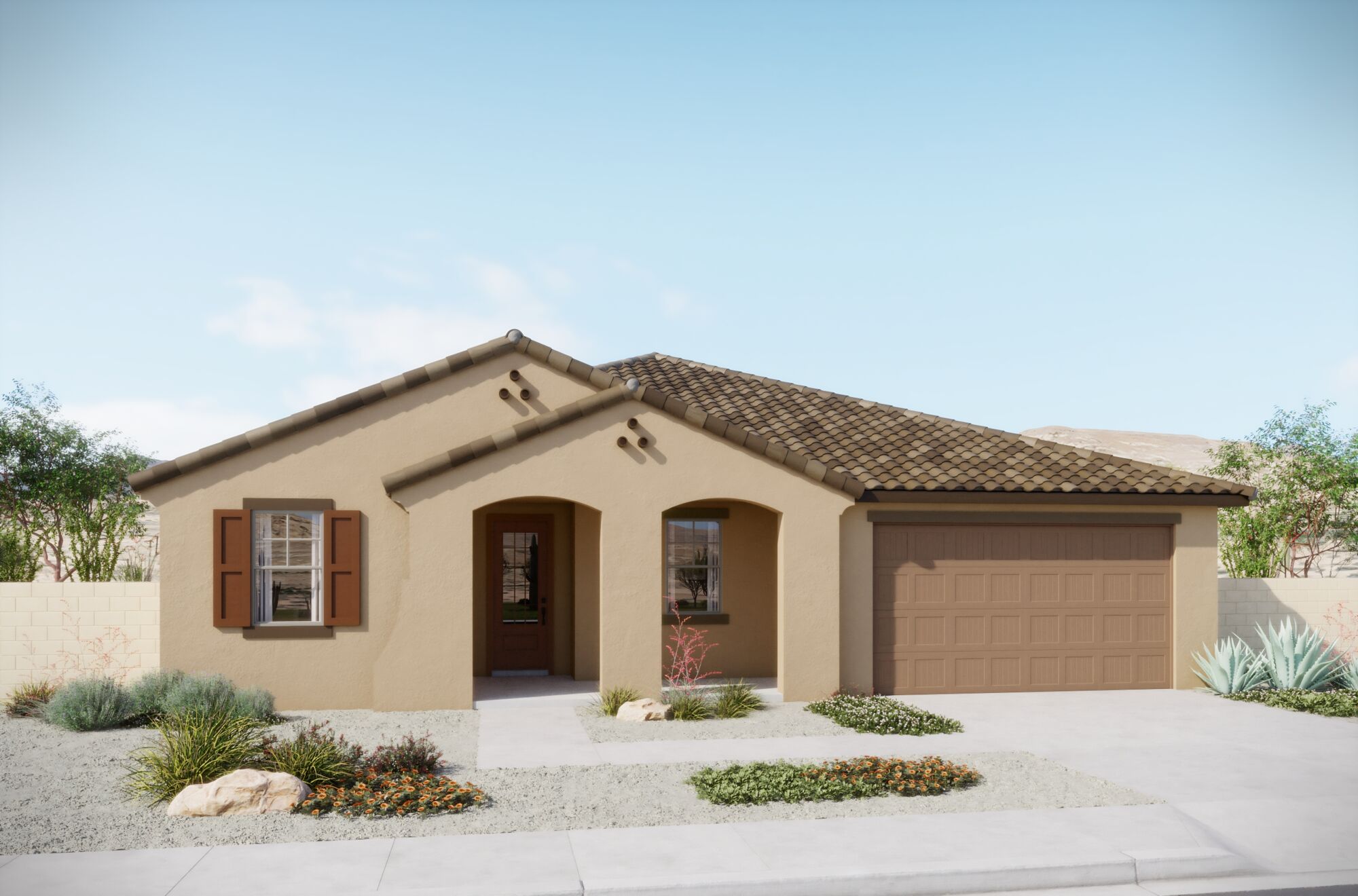 Elevation Front with garage, window and door