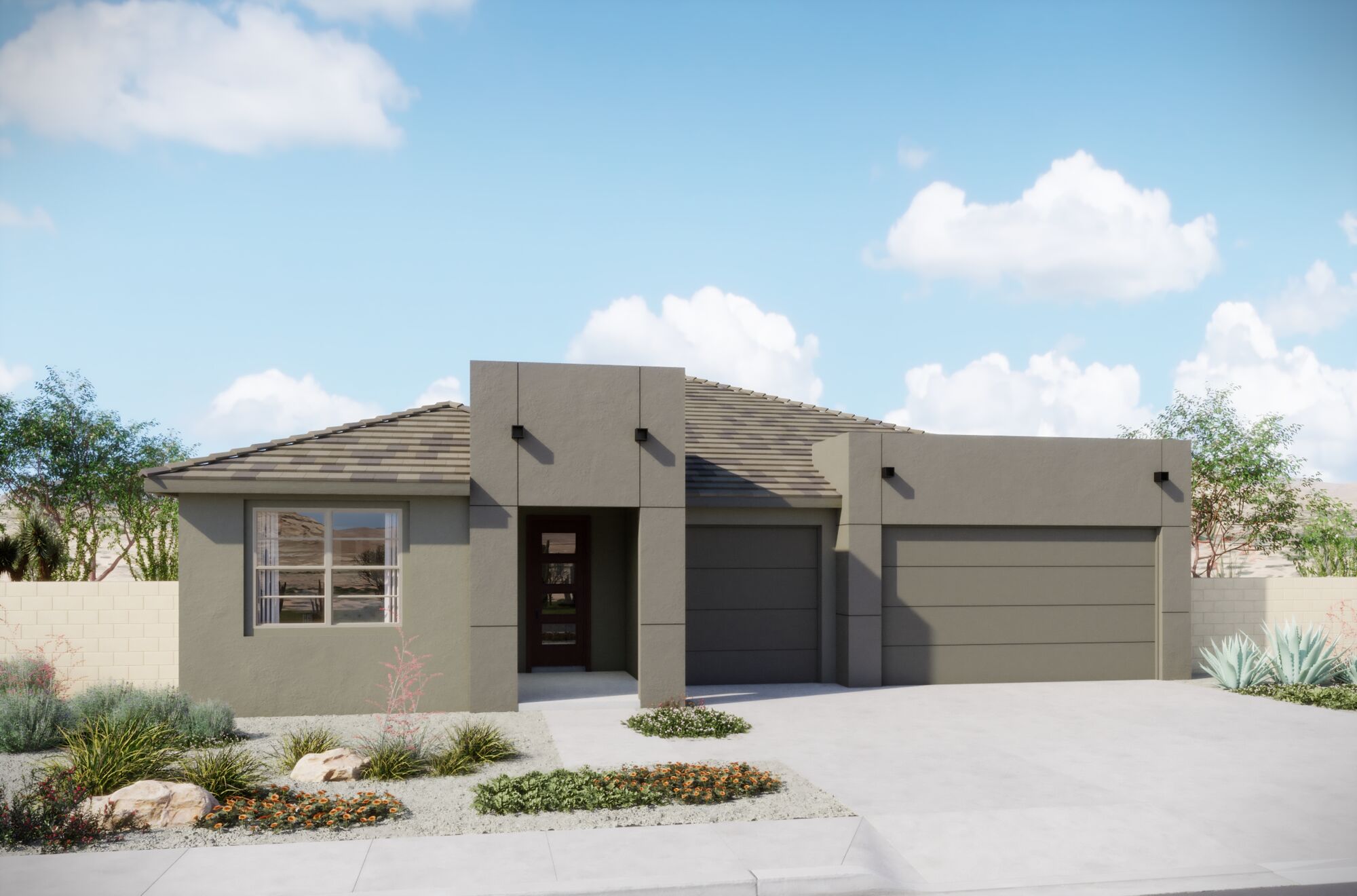  Elevation Front with window, garage and door