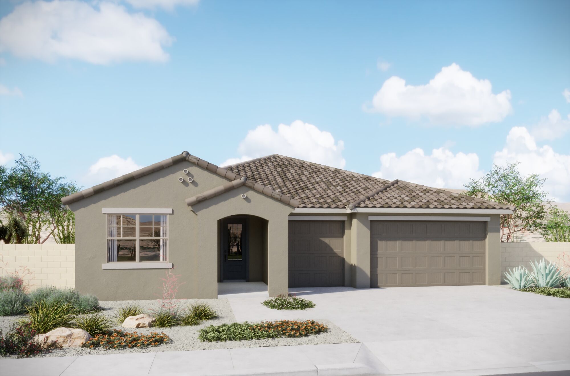 Elevation Front with garage, window and door