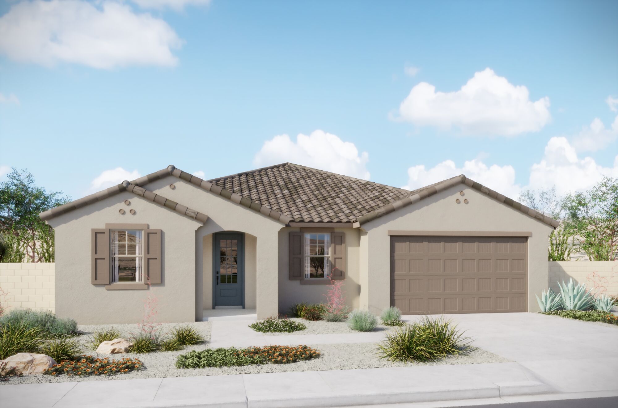  Elevation Front with window, garage and door