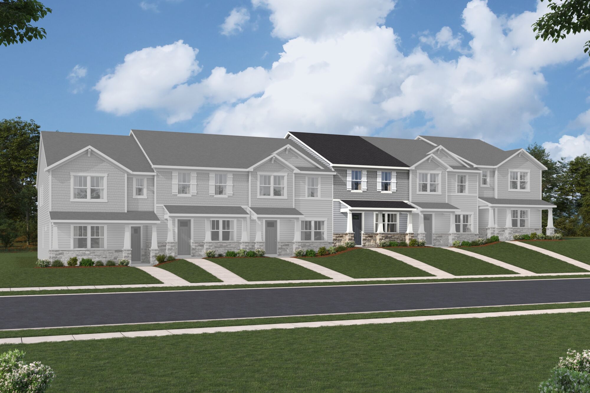  Town Homes with window, door and exterior clapboard