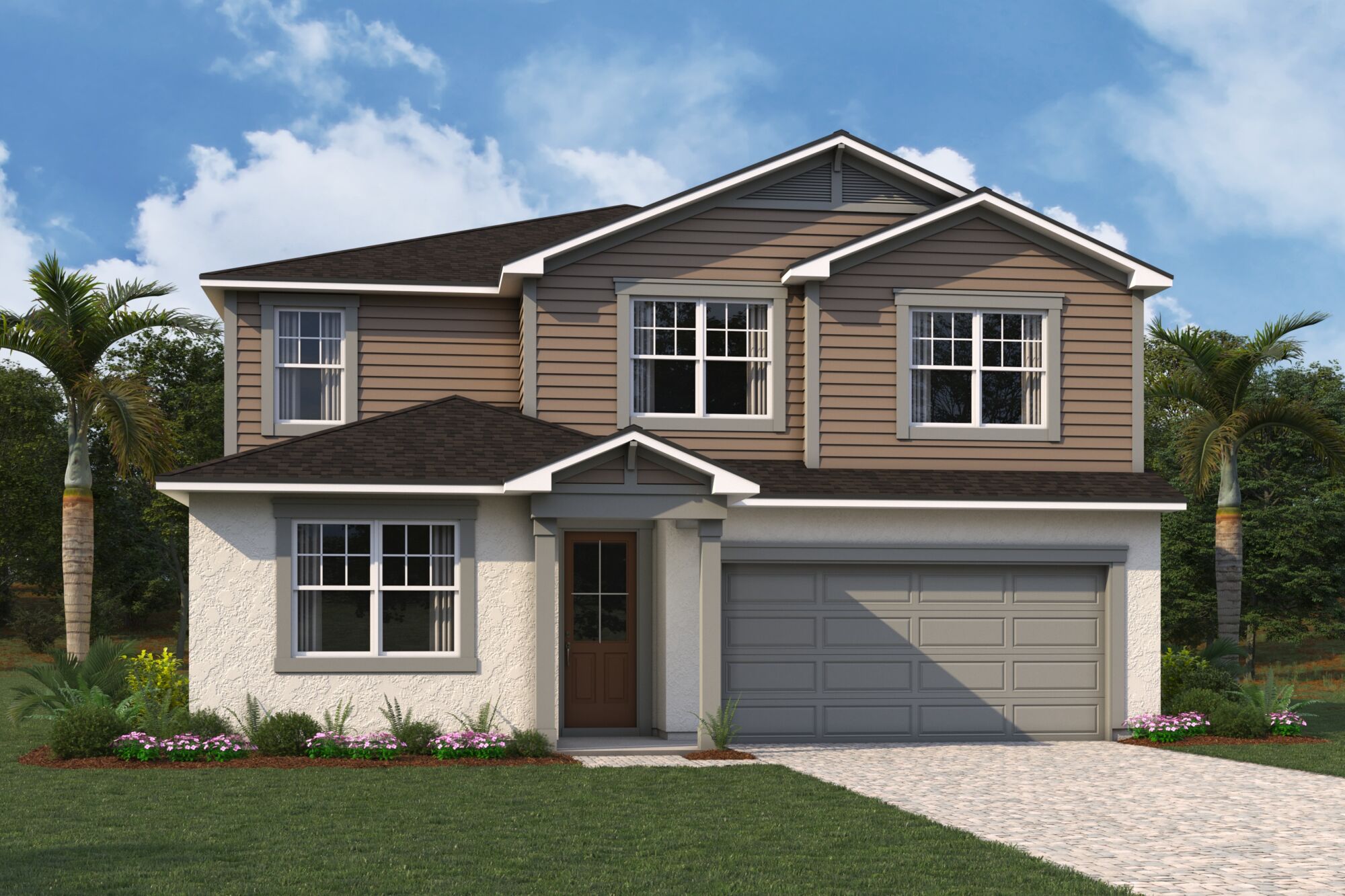  Elevation Front with window, garage and door