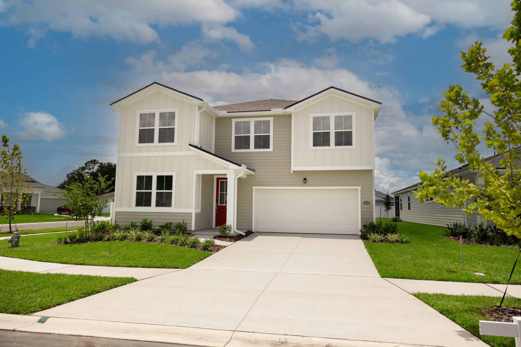  Elevation Front with window, garage and door