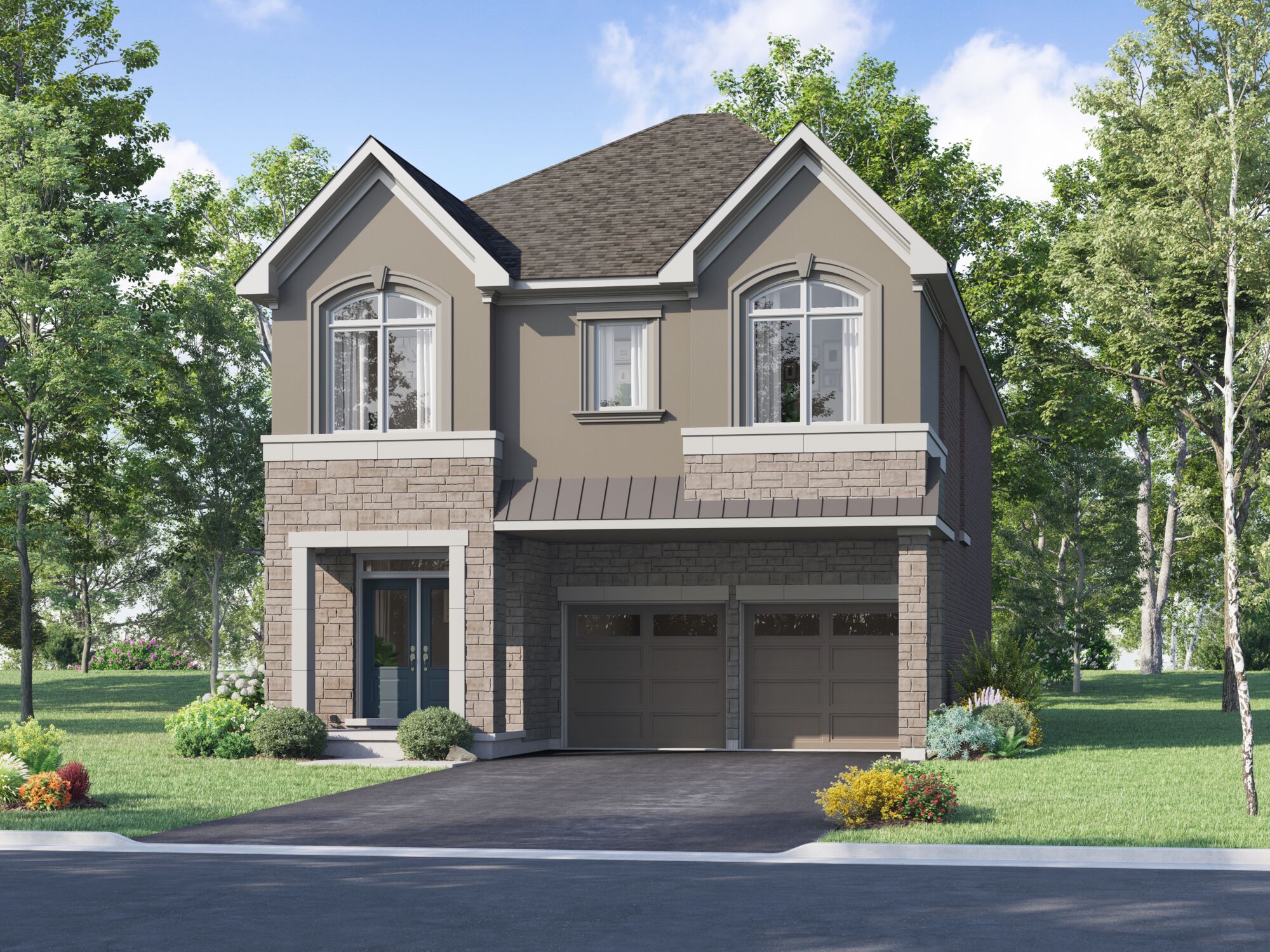 Elevation Front with window, garage and door