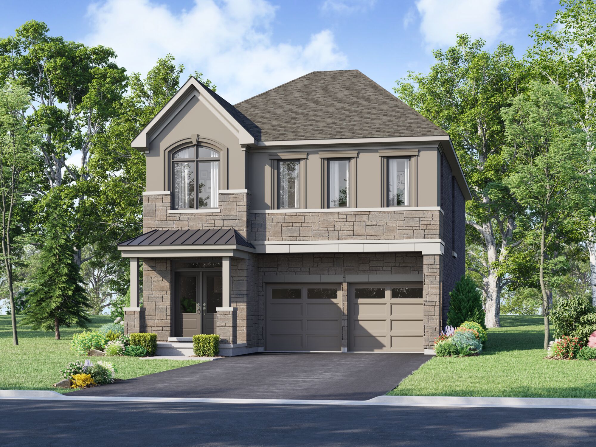  Elevation Front with window, garage and door