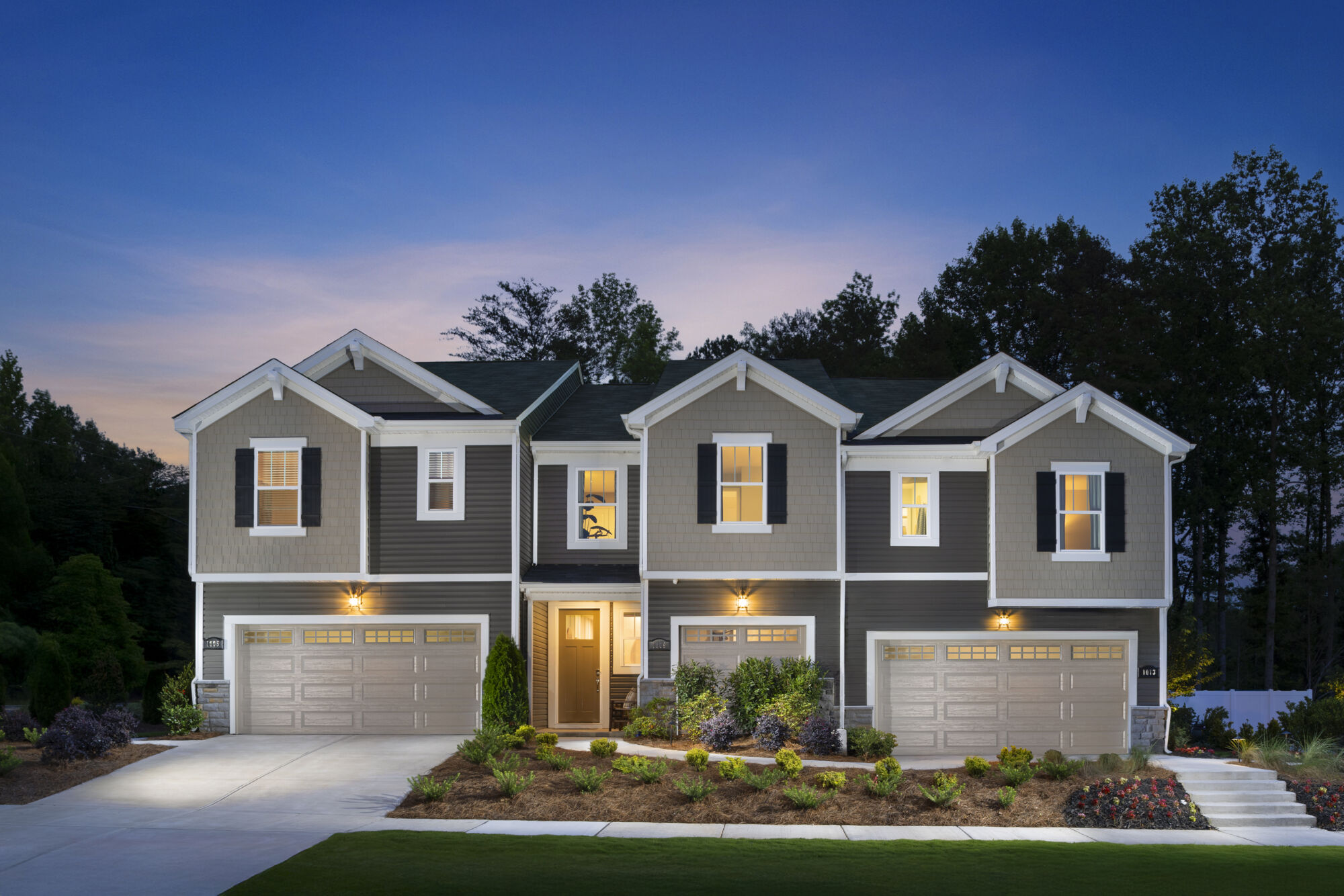  Town Homes with window, garage and door