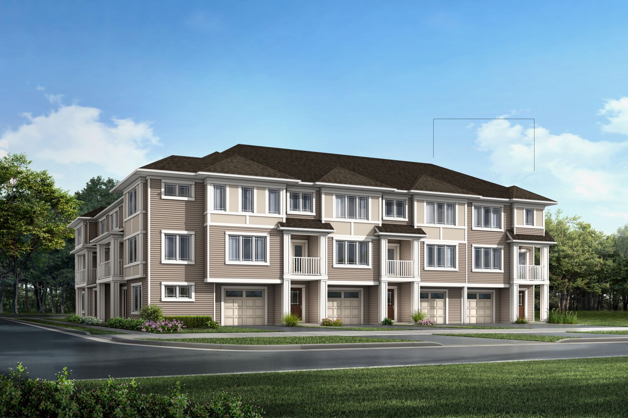 Exterior rendering of a village townhome
