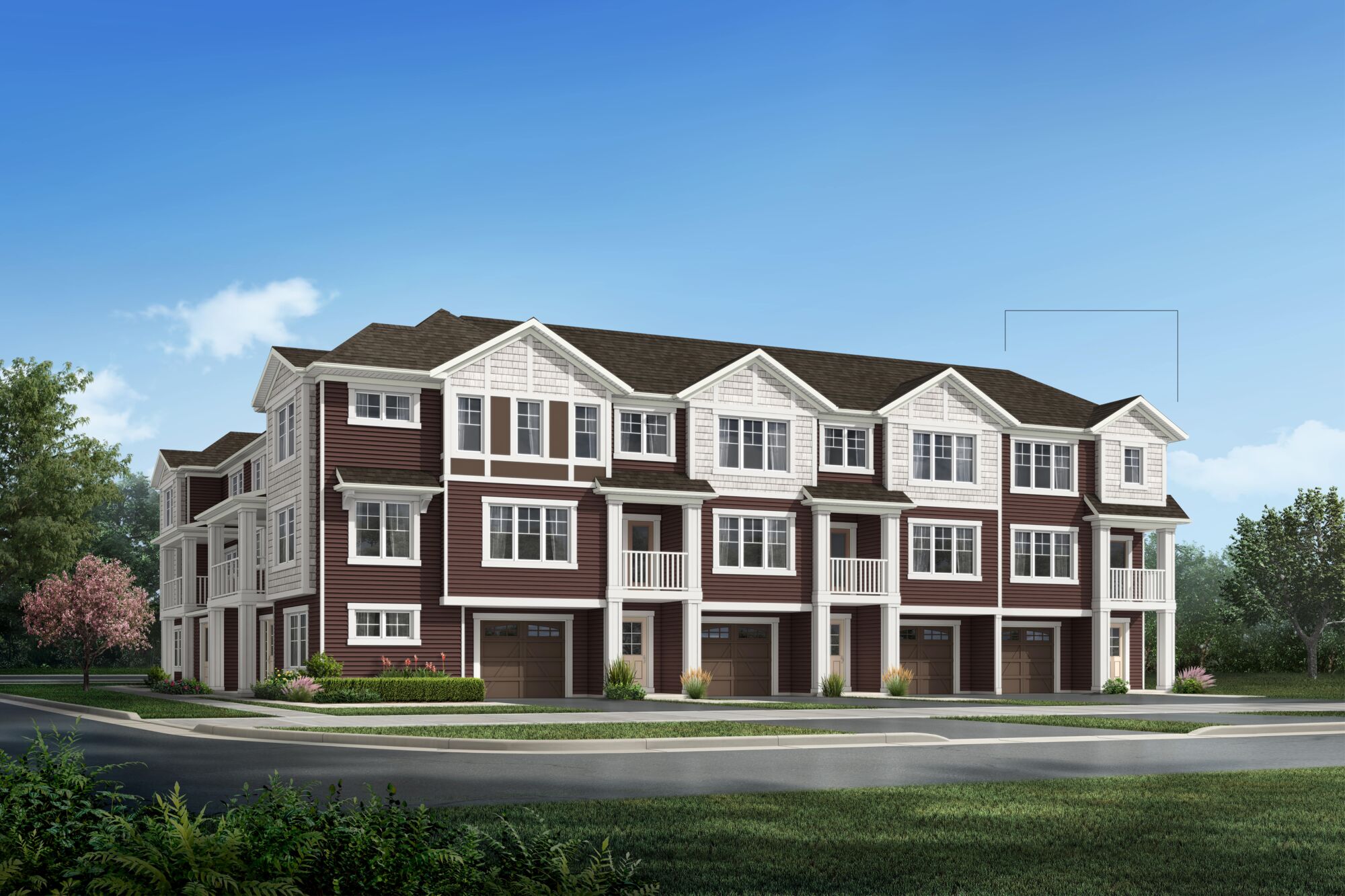 Exterior rendering of a village townhome