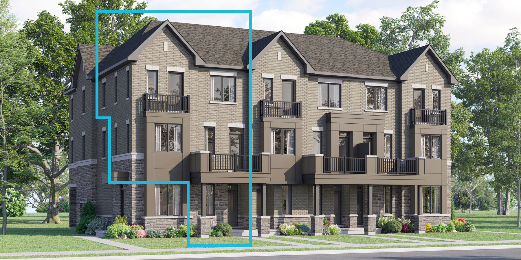  Town Homes with window and door