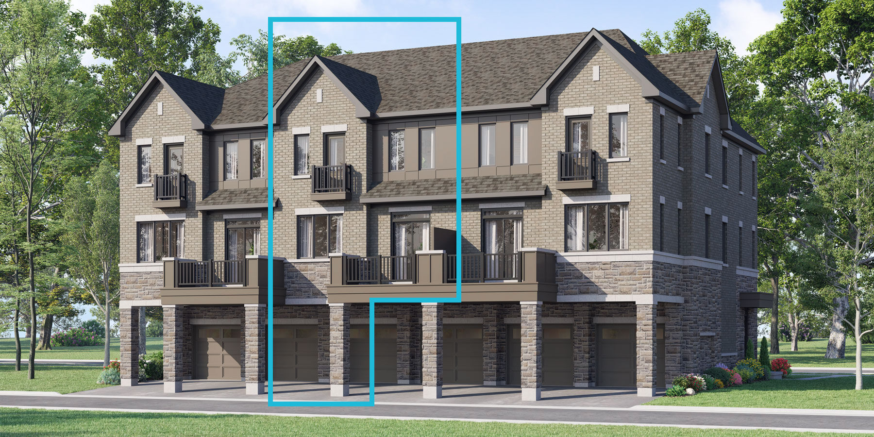  Town Homes with garage, door and window
