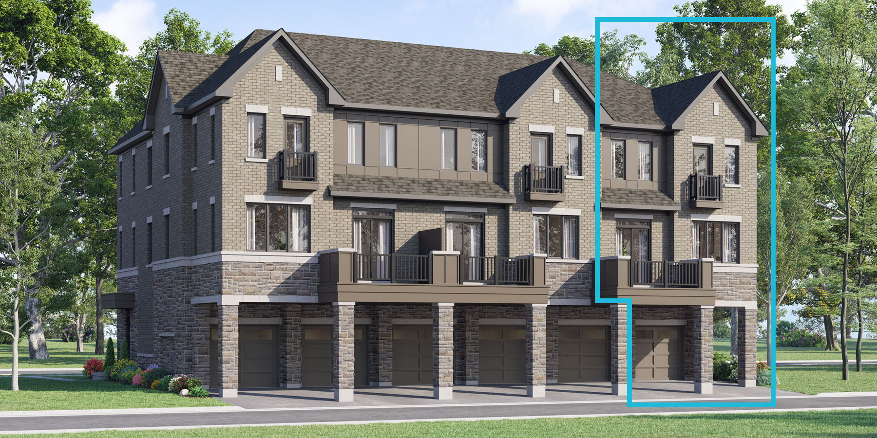  Town Homes with garage, door and window