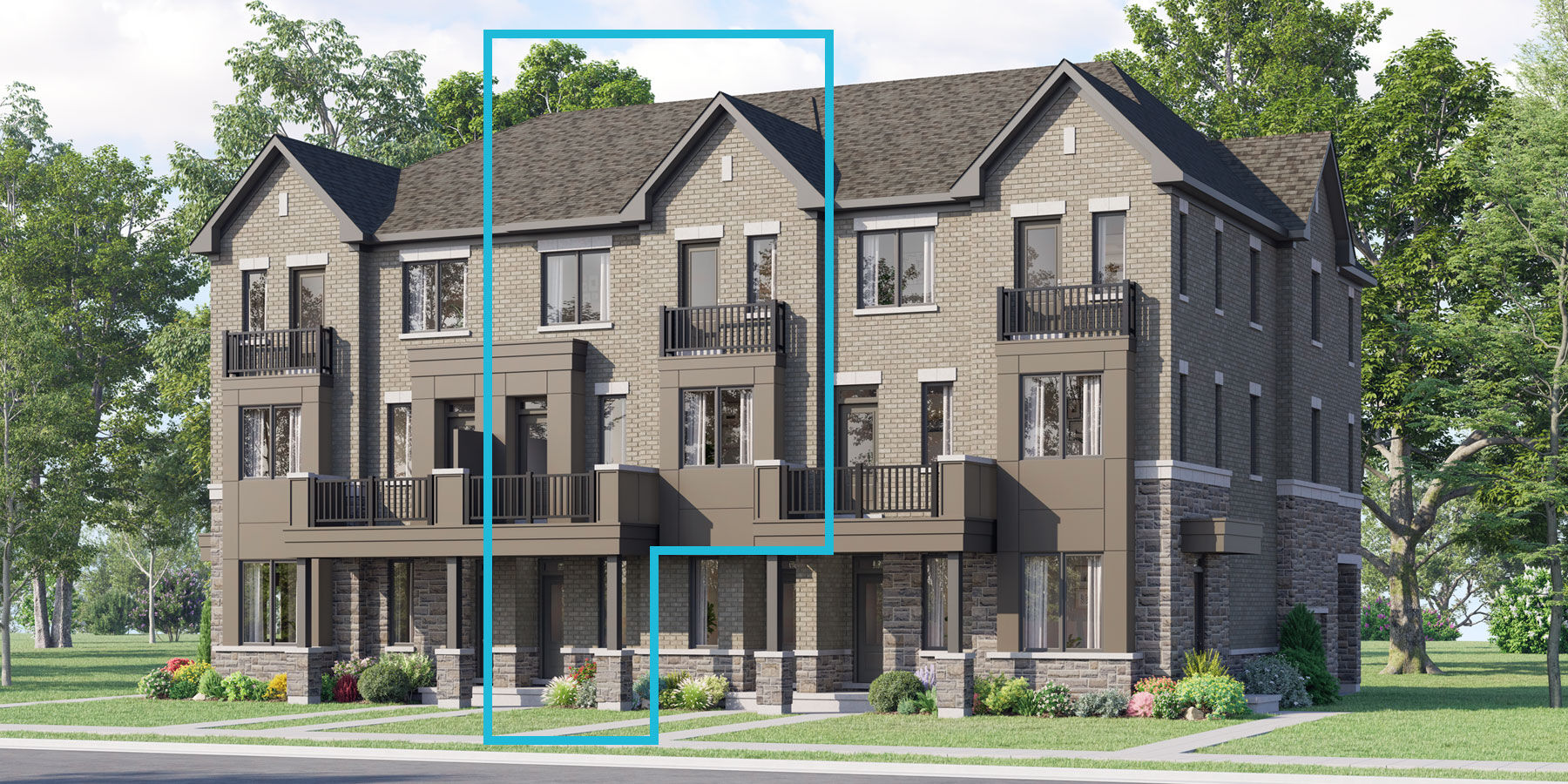  Town Homes with window, door and exterior clapboard