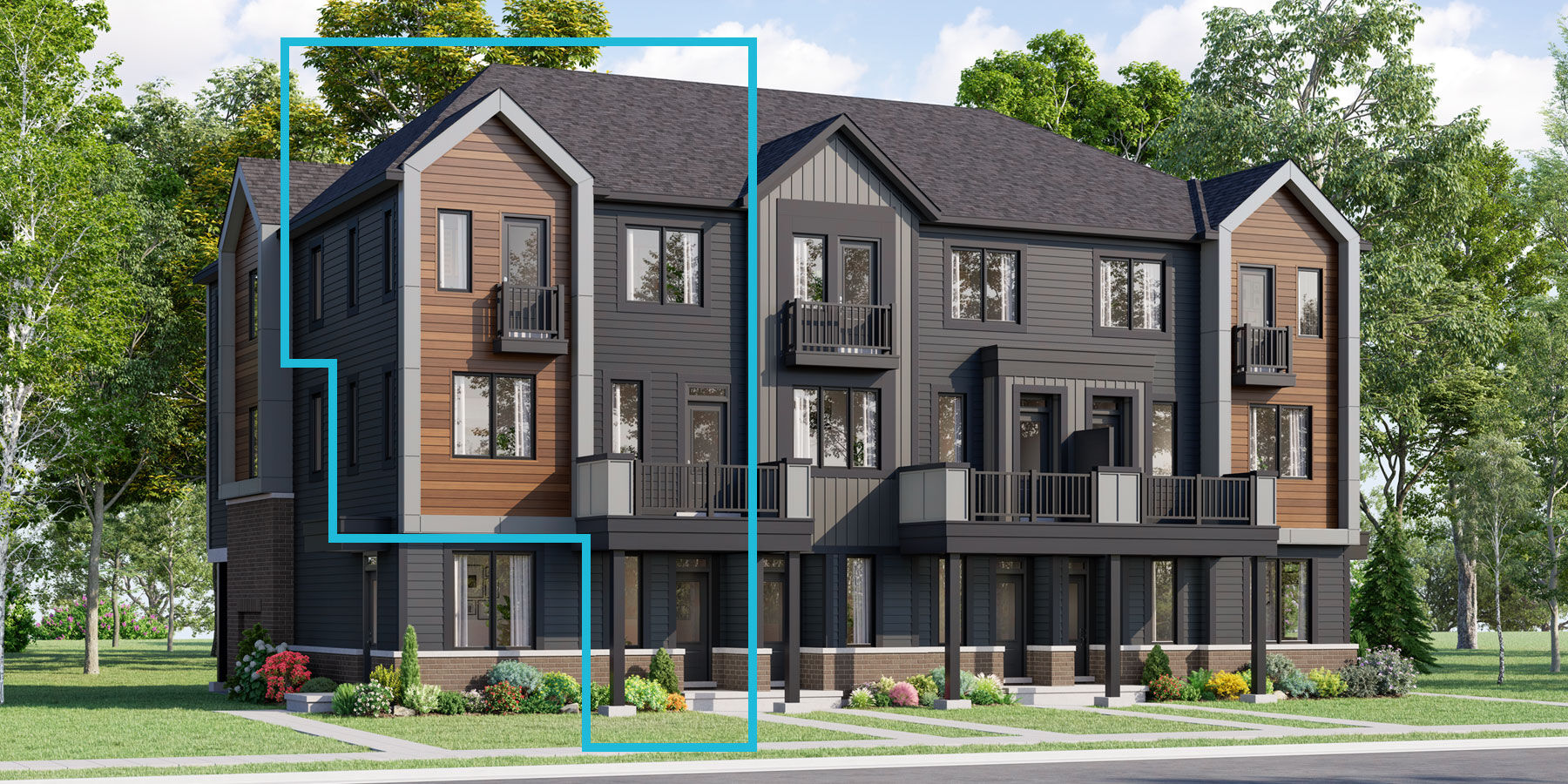  Town Homes with door and window