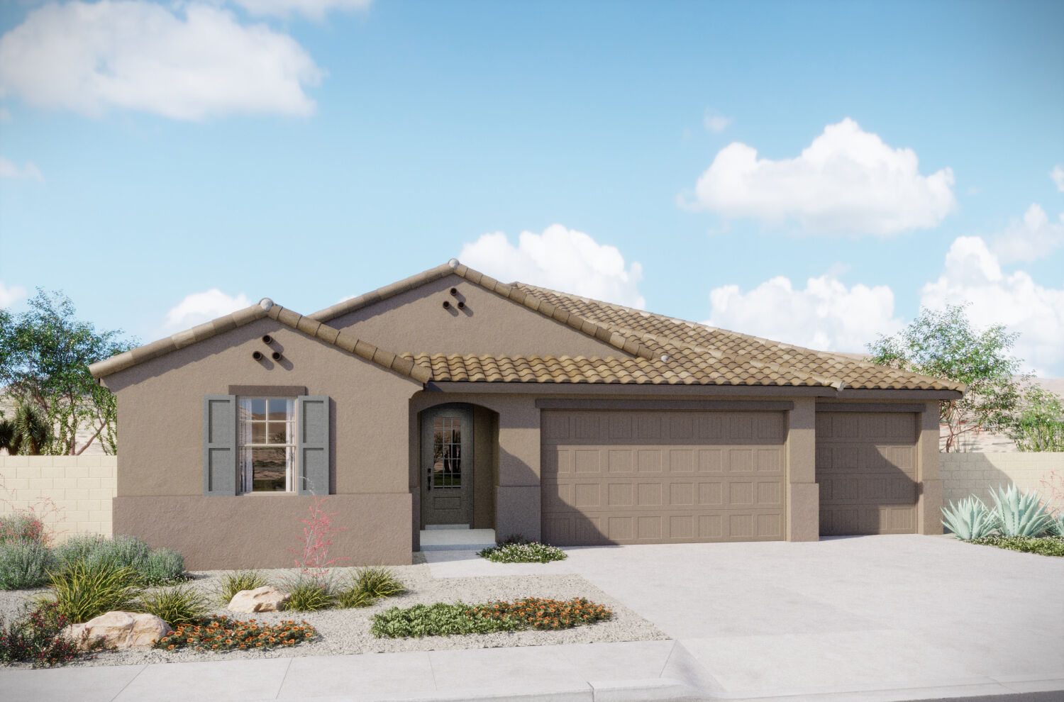  Elevation Front with garage, window and door