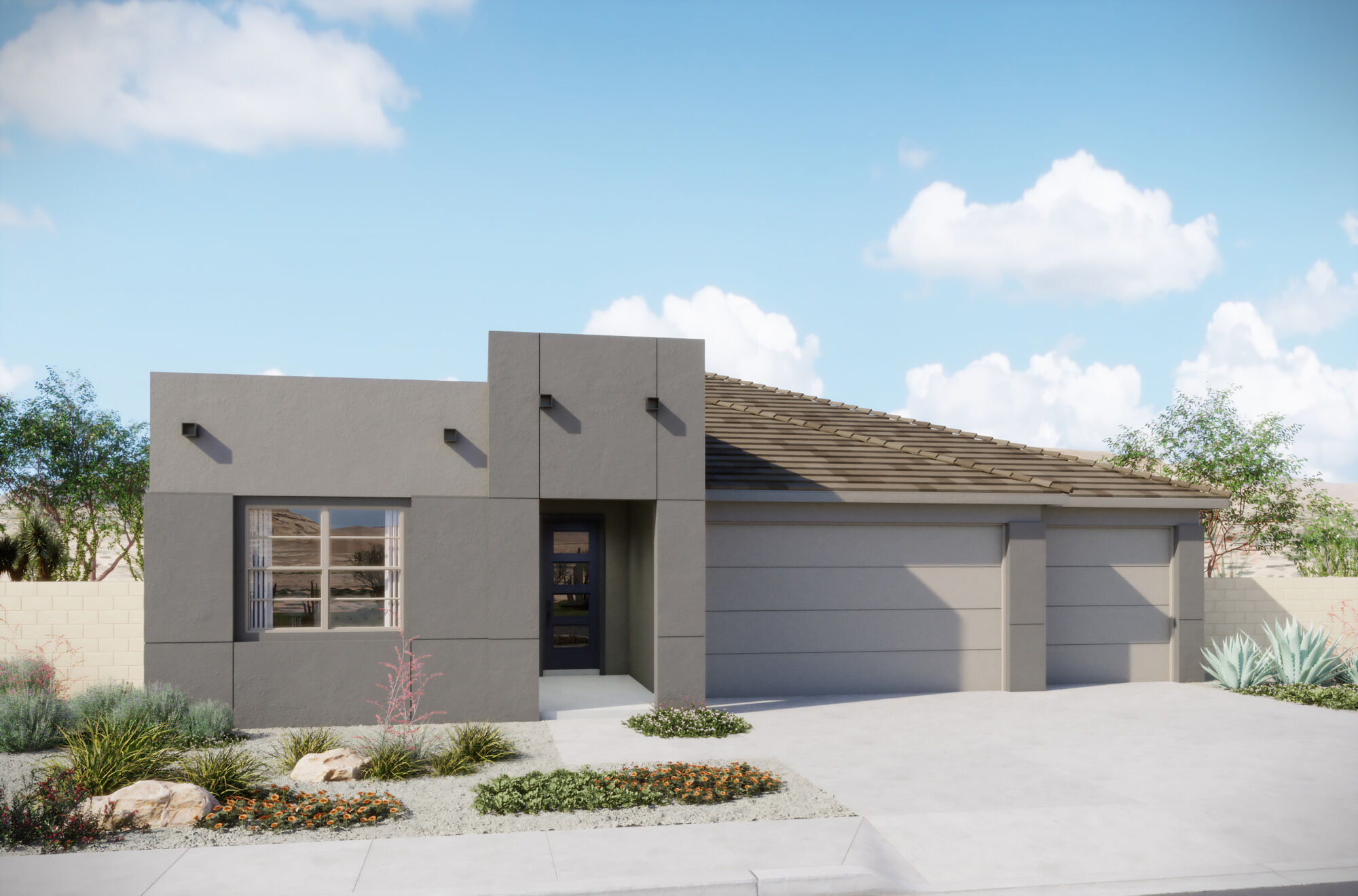  Elevation Front with garage, door and window