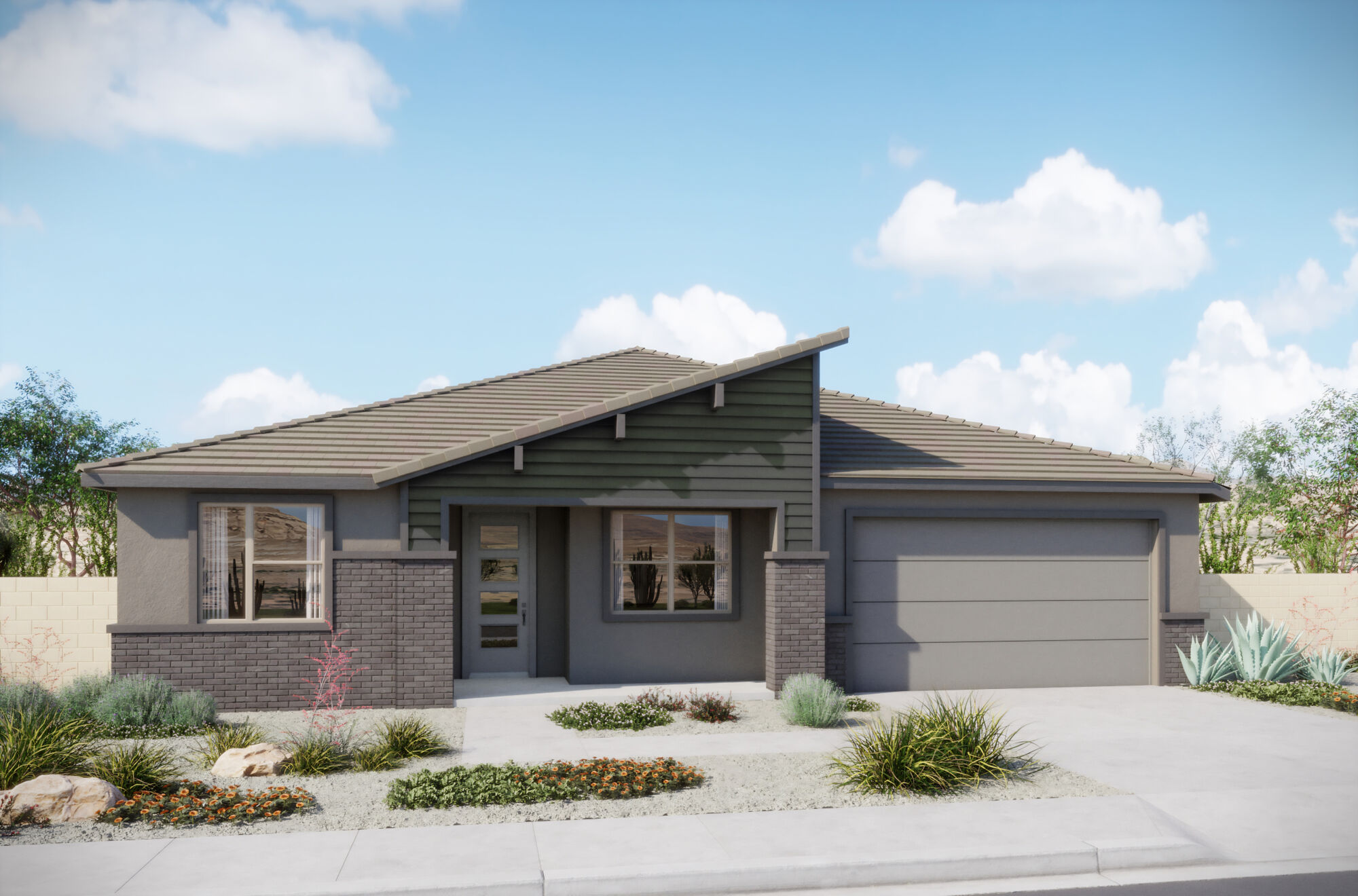  Elevation Front with garage, window and door