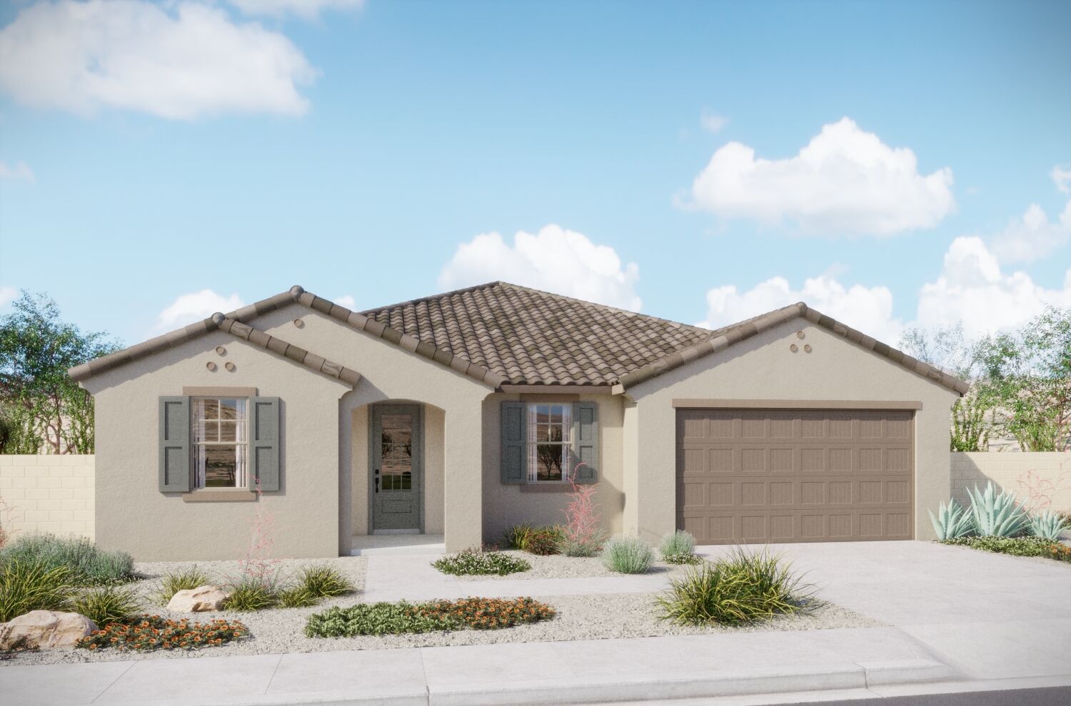  Elevation Front with window, garage and door
