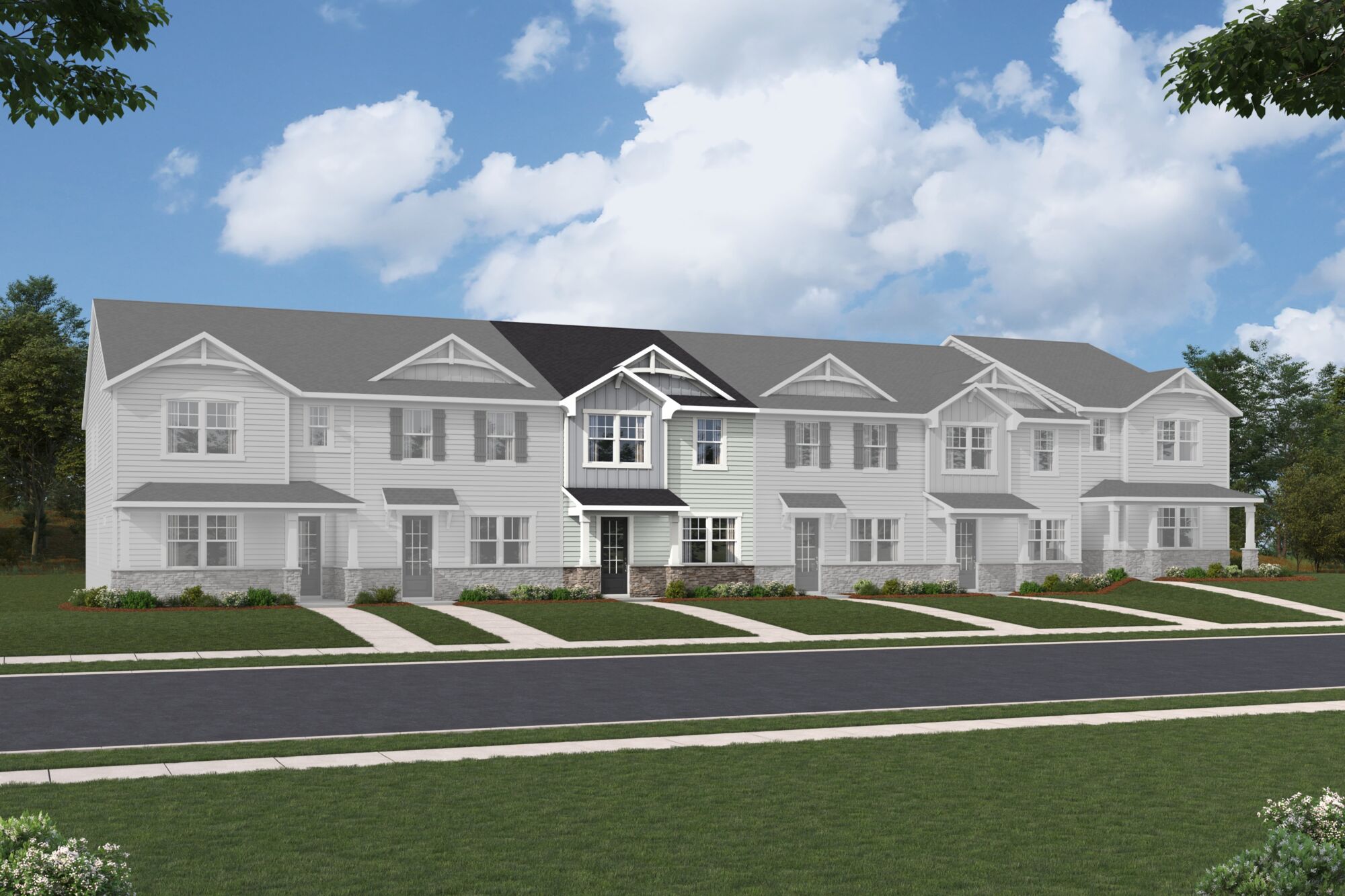  Town Homes with window, door and exterior clapboard
