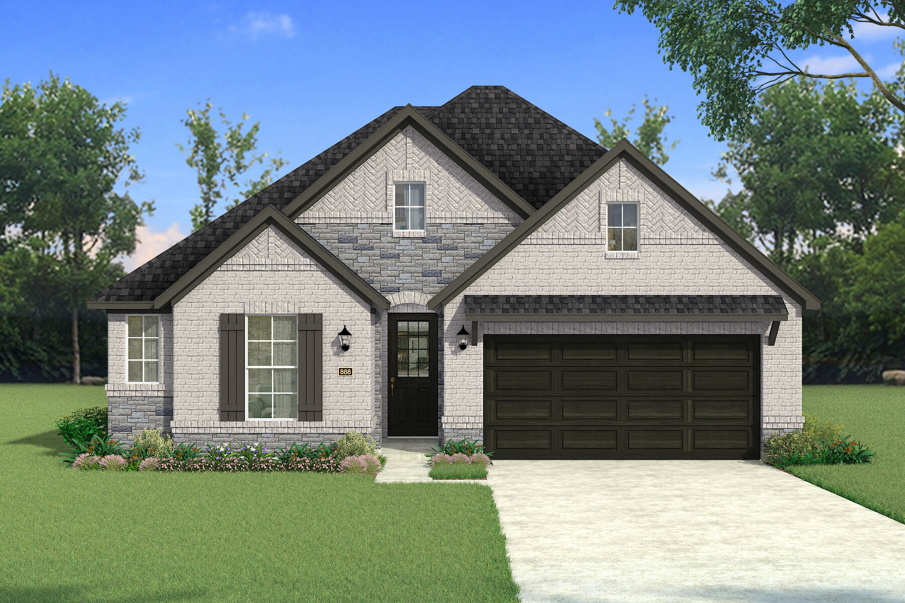  Elevation Front with window, garage and door