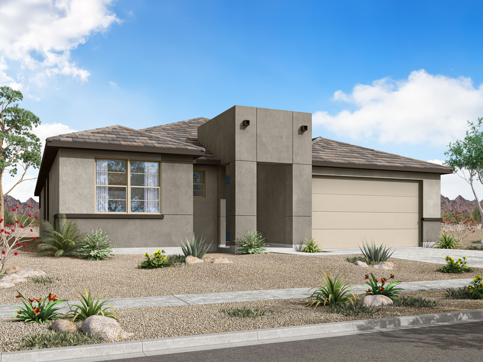  Elevation Front with garage, window and door