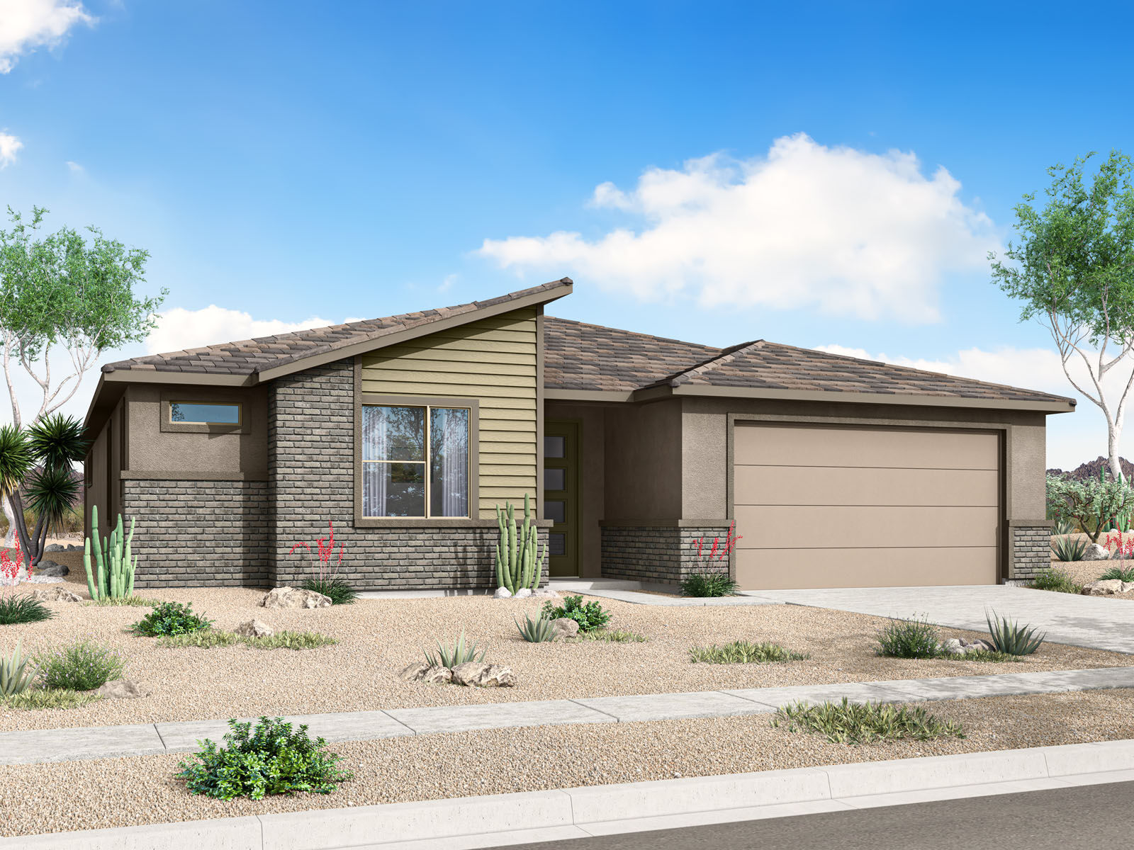  Elevation Front with garage, window and door