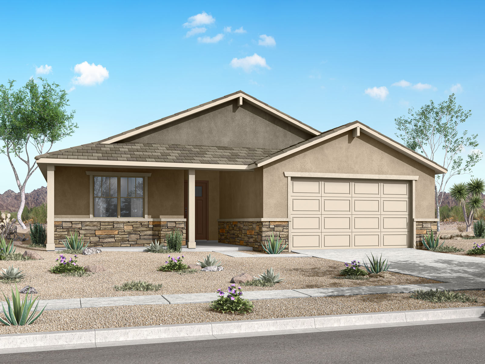  Elevation Front with garage, door and window