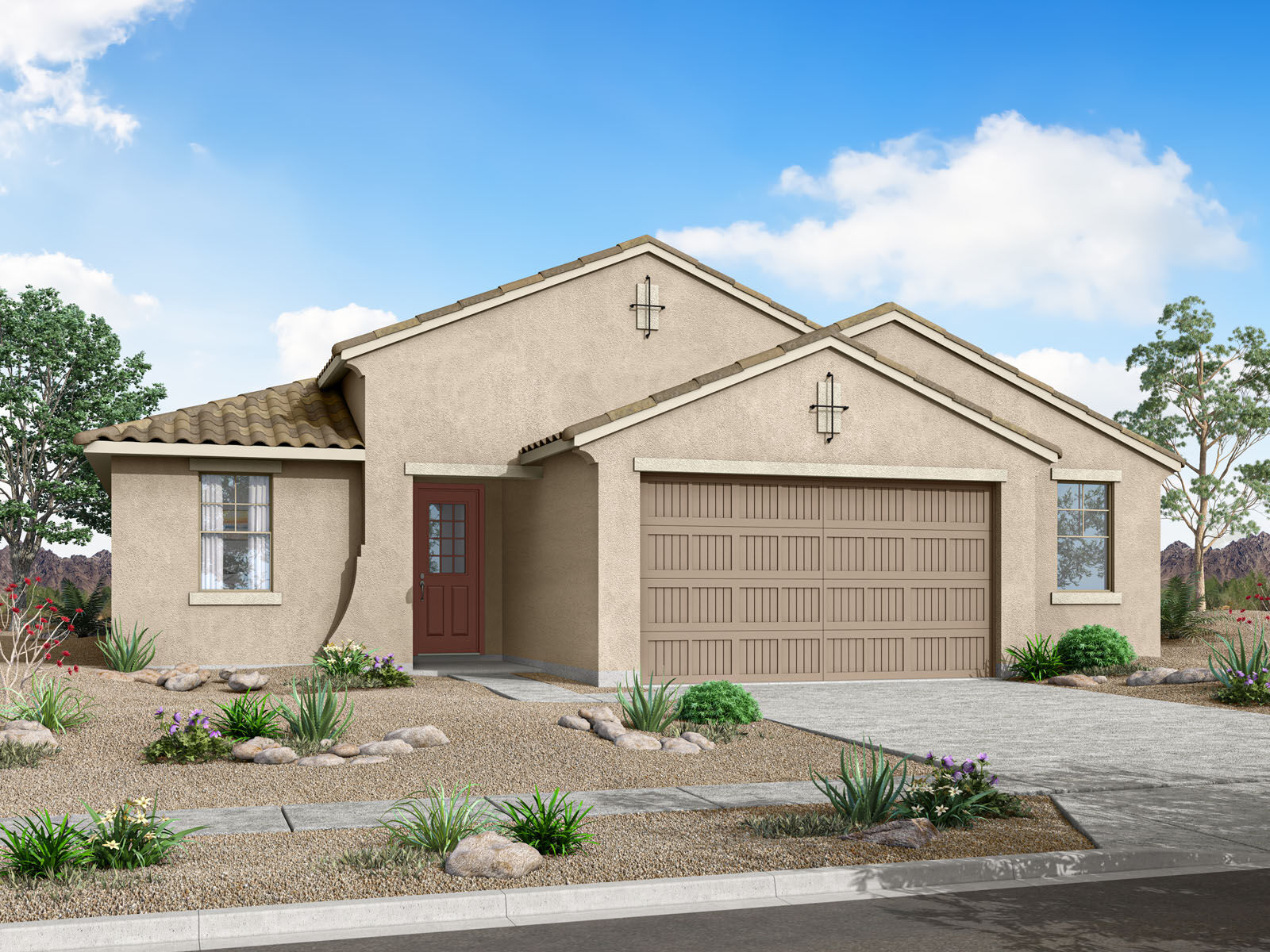  Elevation Front with garage, door and window