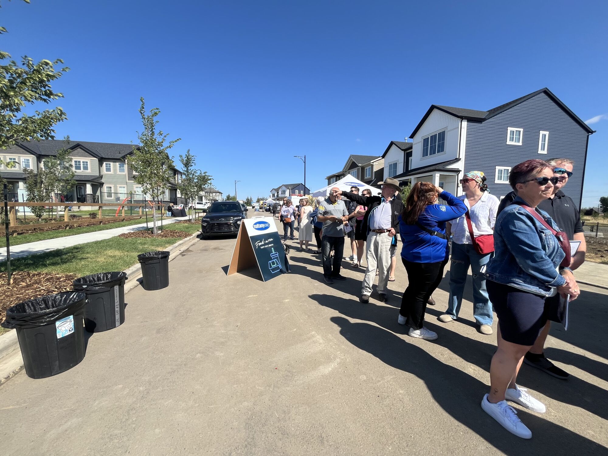 Helen Lavender park opening event photo, people lined up