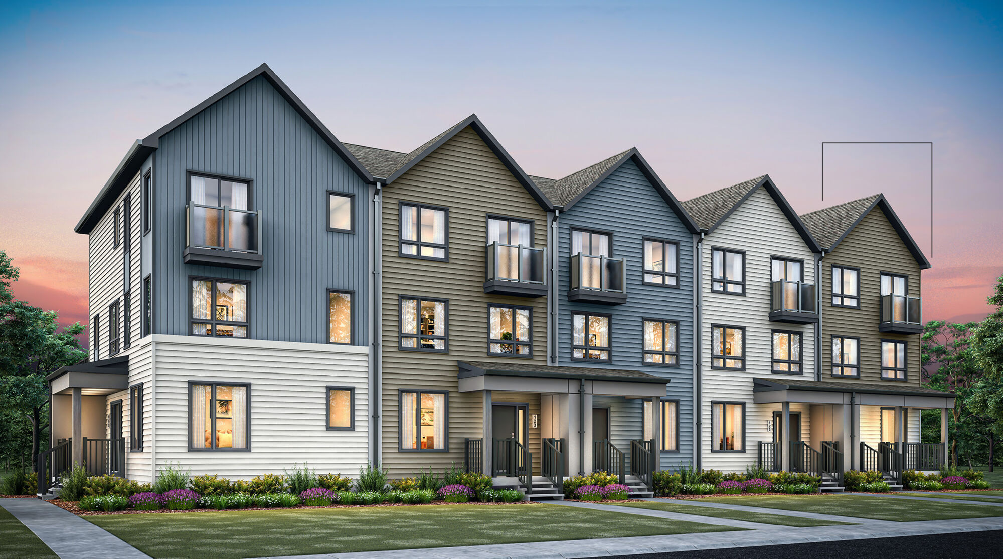  Town Homes with window, door and exterior clapboard