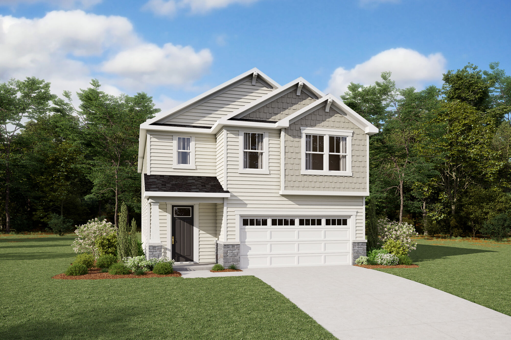  Elevation Front with window, garage and door