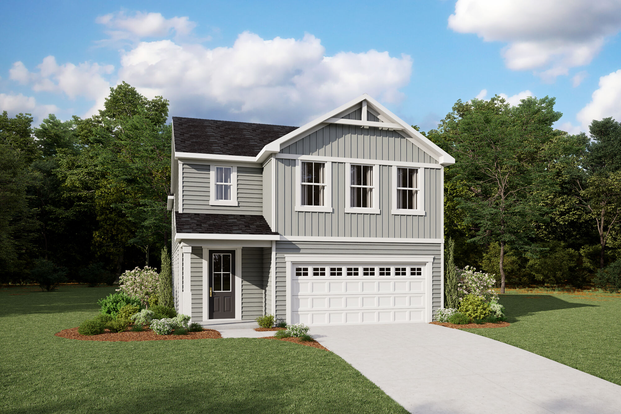  Elevation Front with garage, window and door