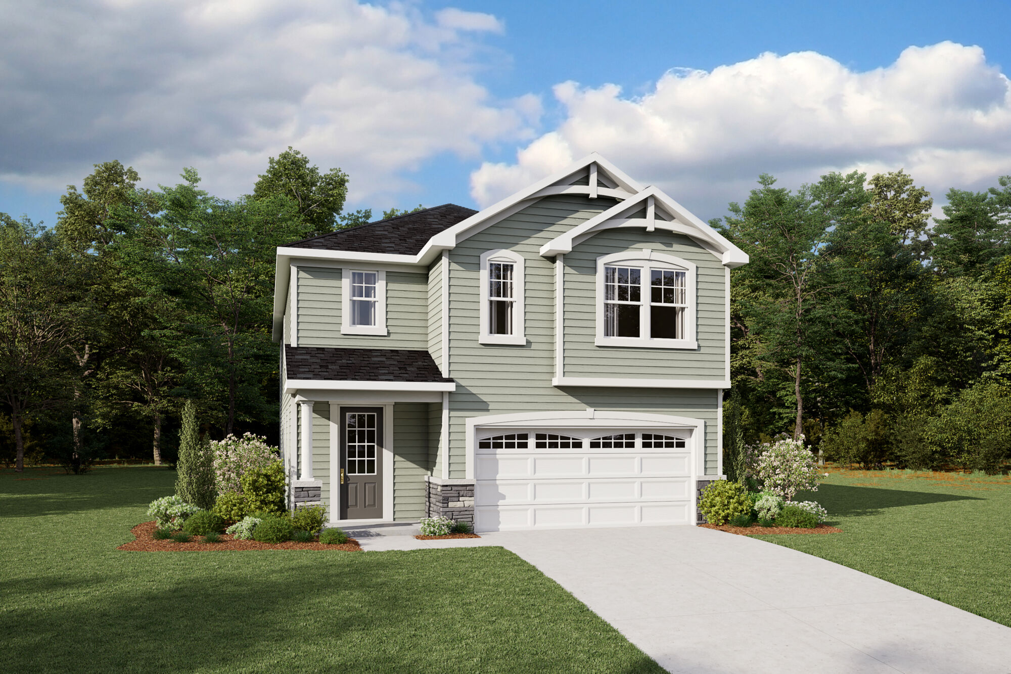  Elevation Front with window, garage and door