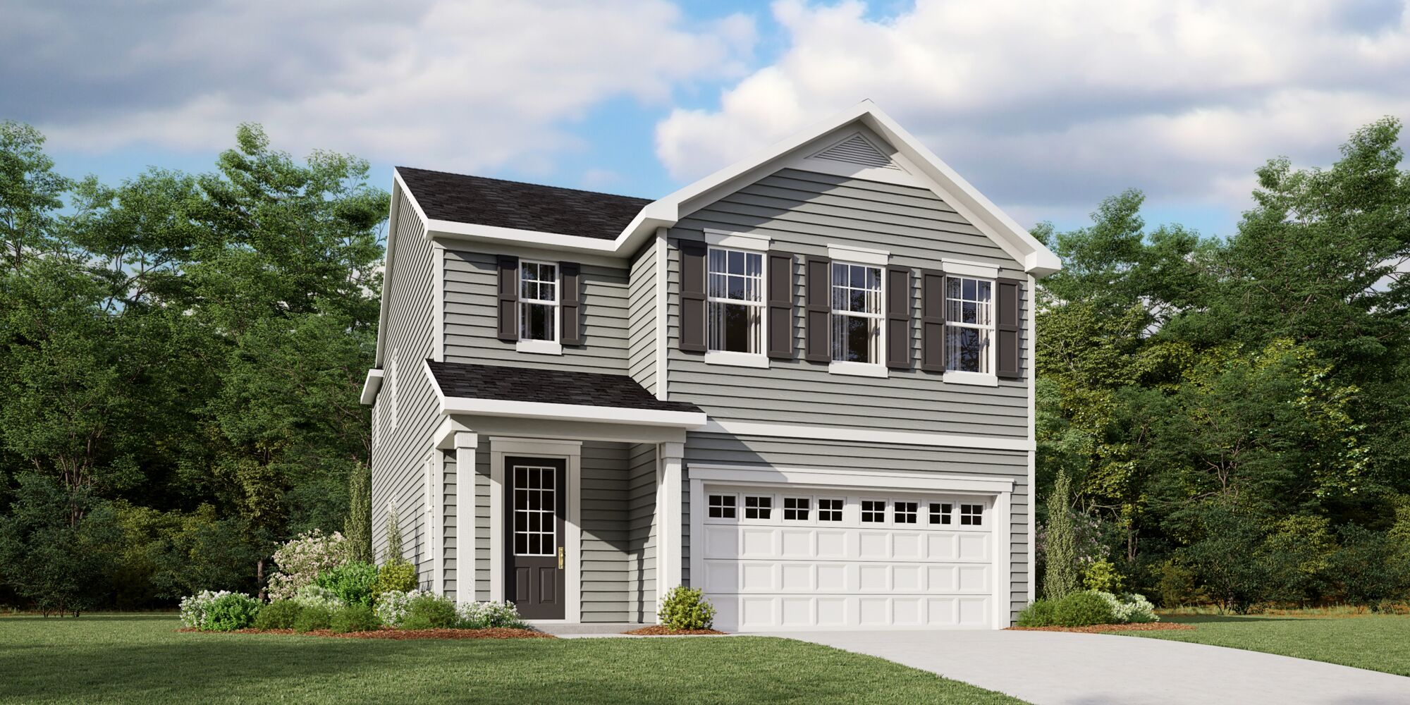  Elevation Front with window, garage and door