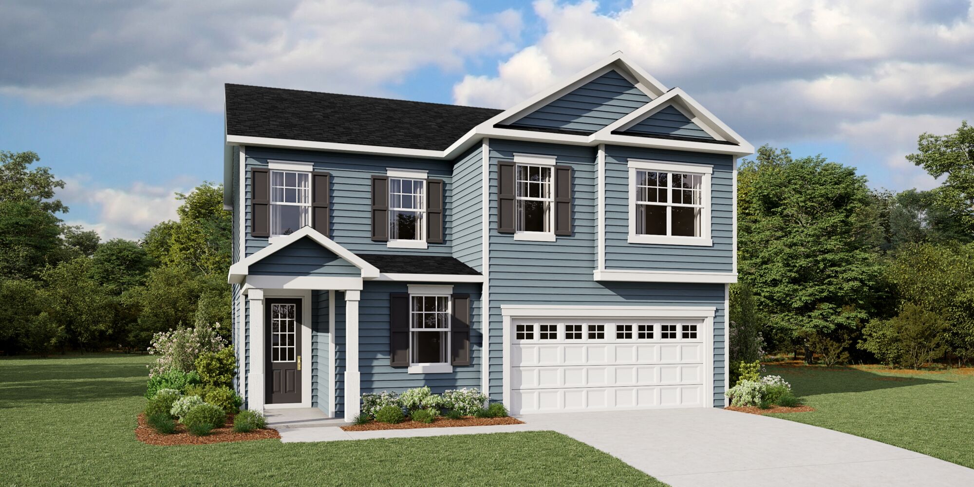  Elevation Front with window, garage and door