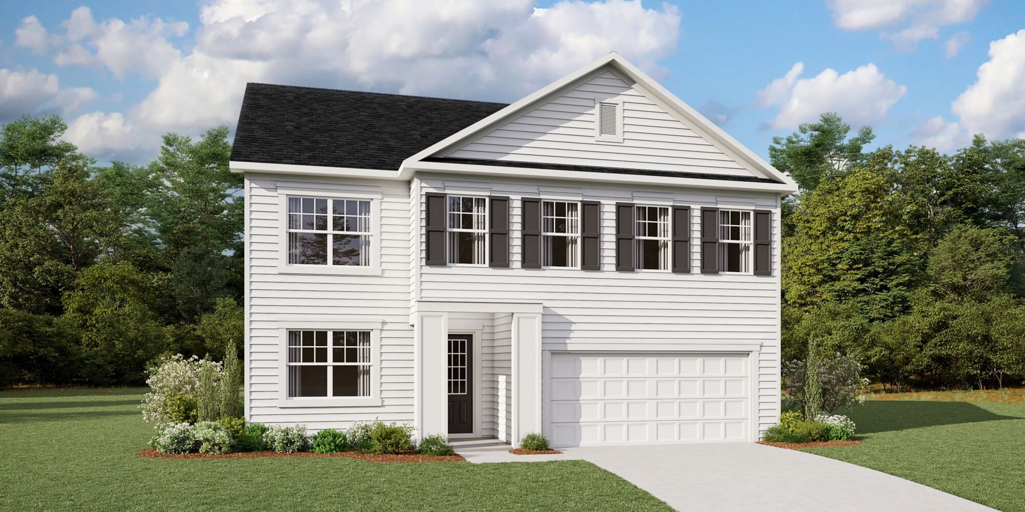  Elevation Front with window, garage and door