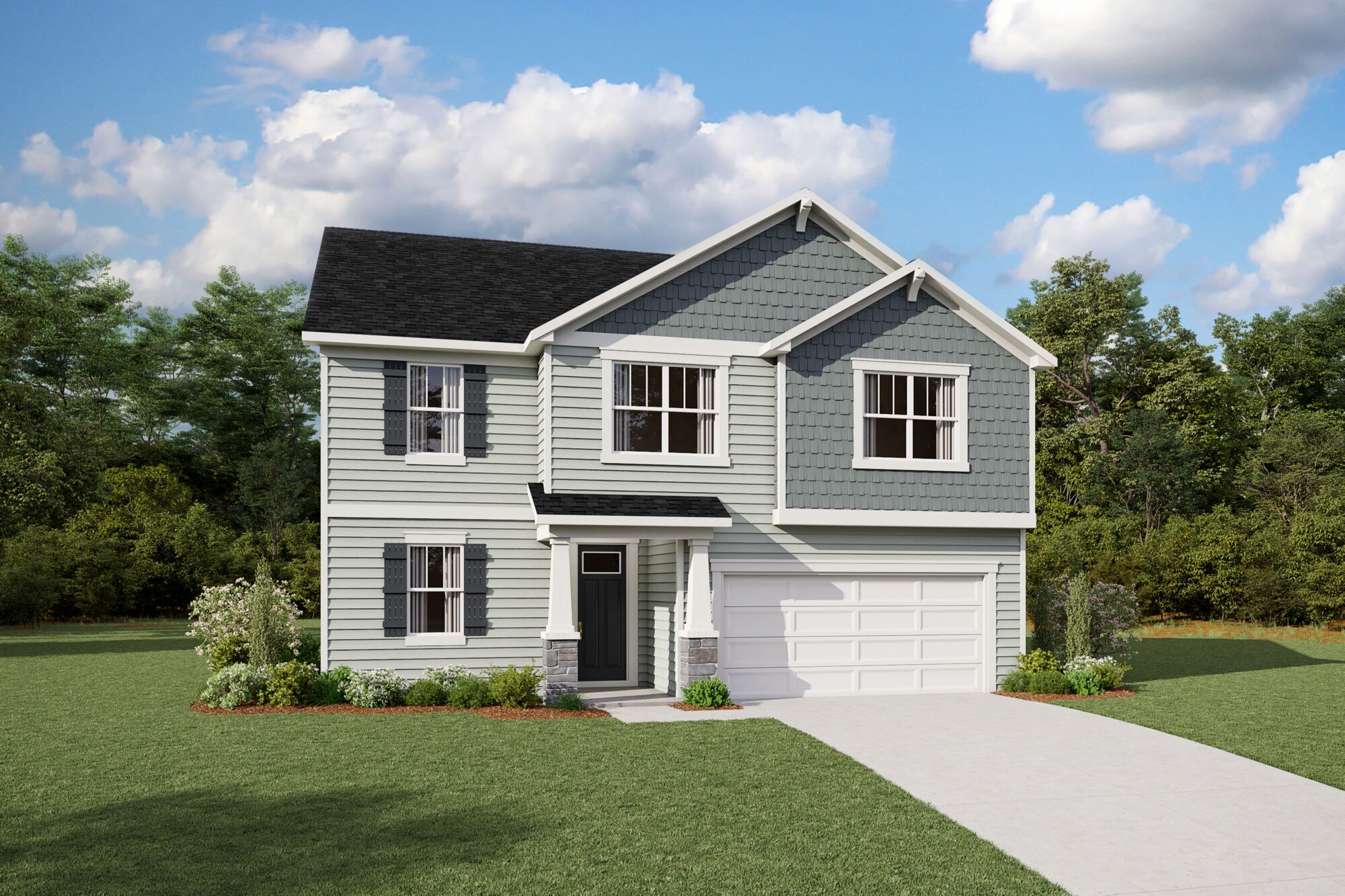  Elevation Front with garage, door and window
